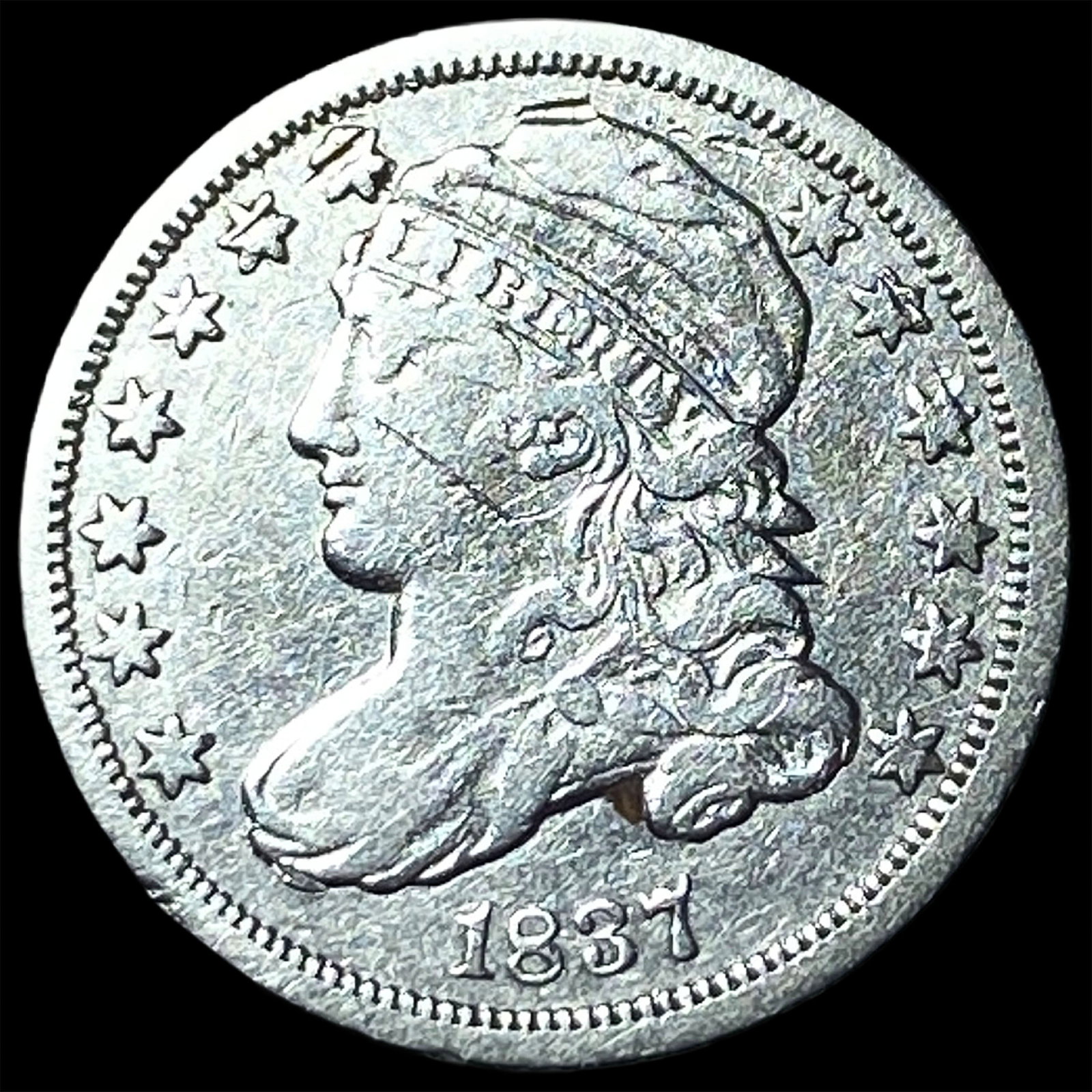 1837 Silver Capped Bust Dime NEARLY UNCIRCULATED: 1837 Silver Capped Bust Dime NEARLY UNCIRCULATED