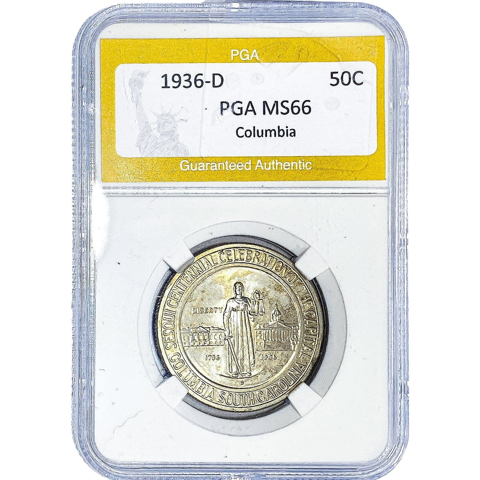1936-D Columbia Half Dollar PGA MS66: 1936-D Columbia Half Dollar PGA MS66