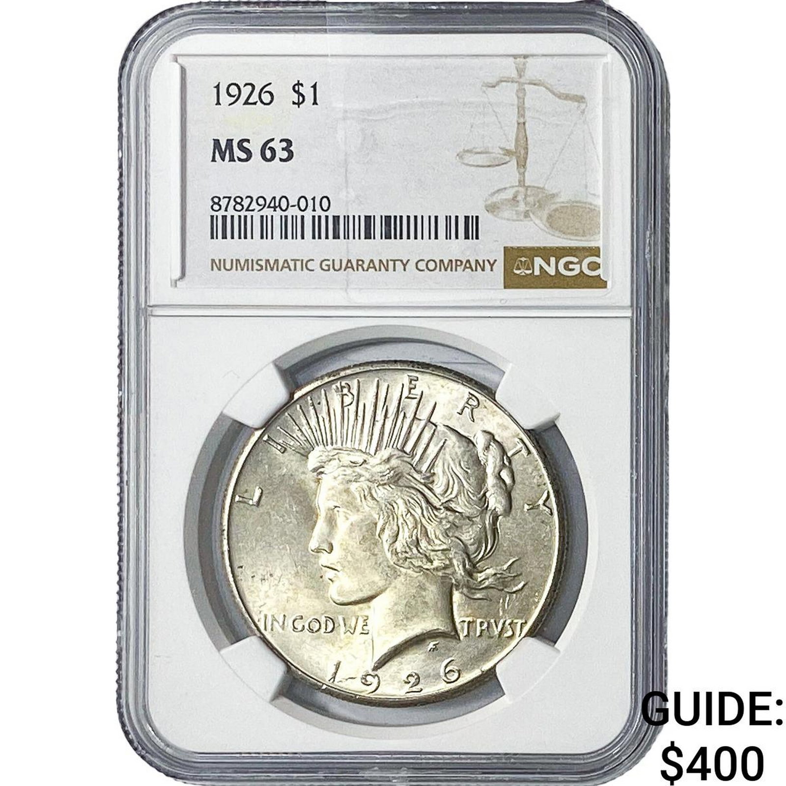 1926 Silver Peace Dollar NGC MS63: 1926 Silver Peace Dollar NGC MS63