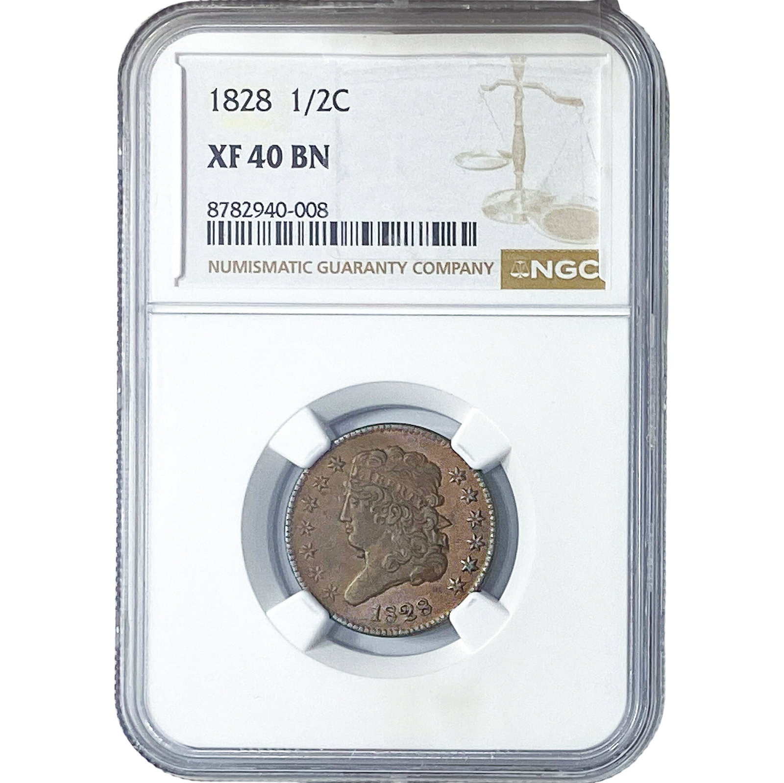 1828 Classic Head Half Cent NGC XF40 (1 of 2)