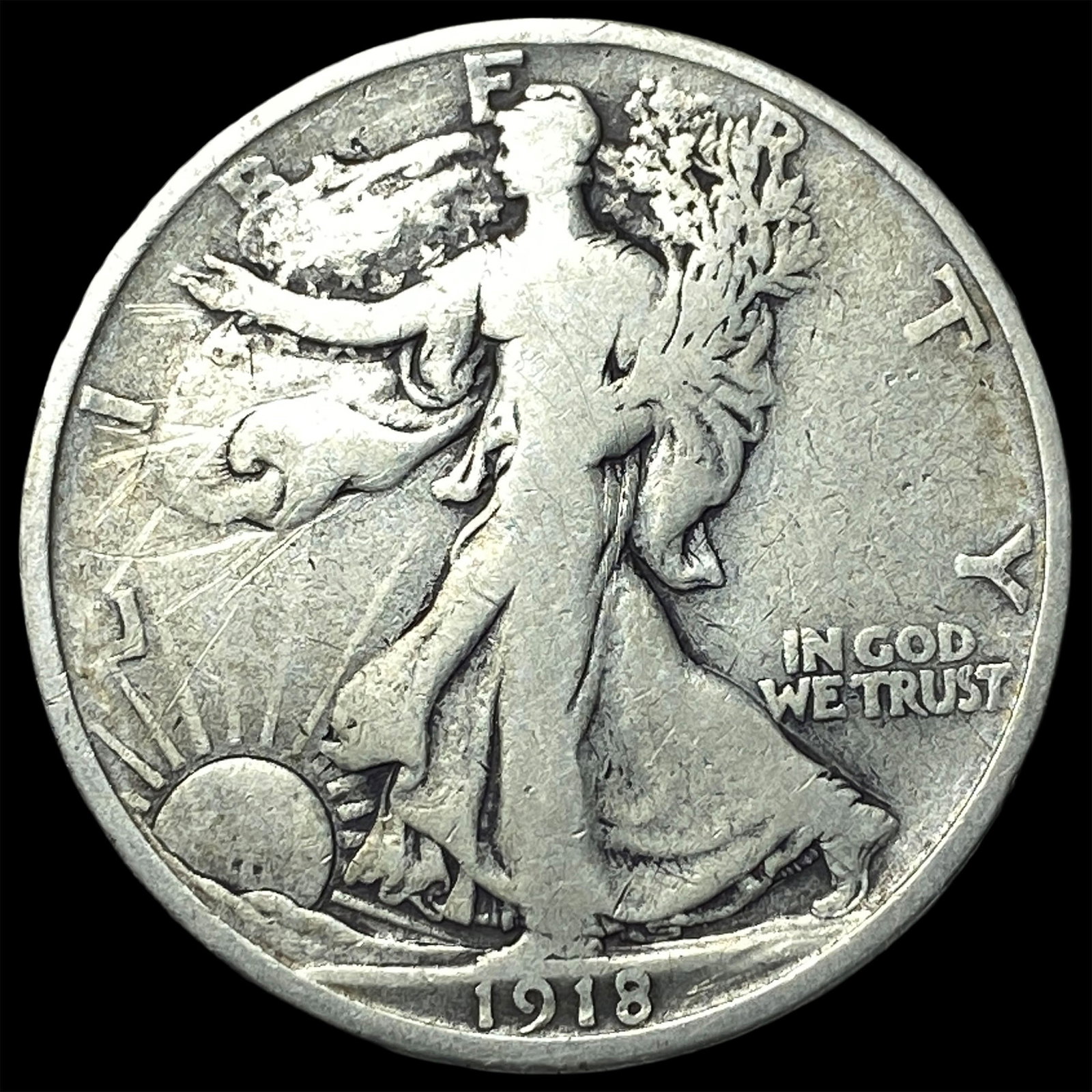 1918-D Walking Liberty Half Dollar LIGHTLY CIRCULATED: 1918-D Walking Liberty Half Dollar LIGHTLY CIRCULATED