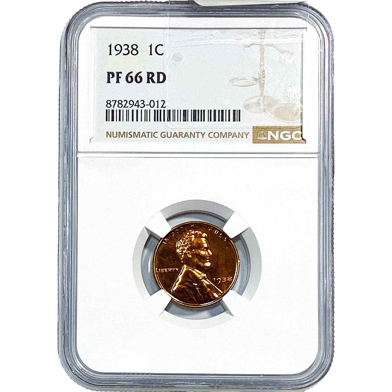 1938 Wheat Cent NGC PF66 RD: 1938 Wheat Cent NGC PF66 RD