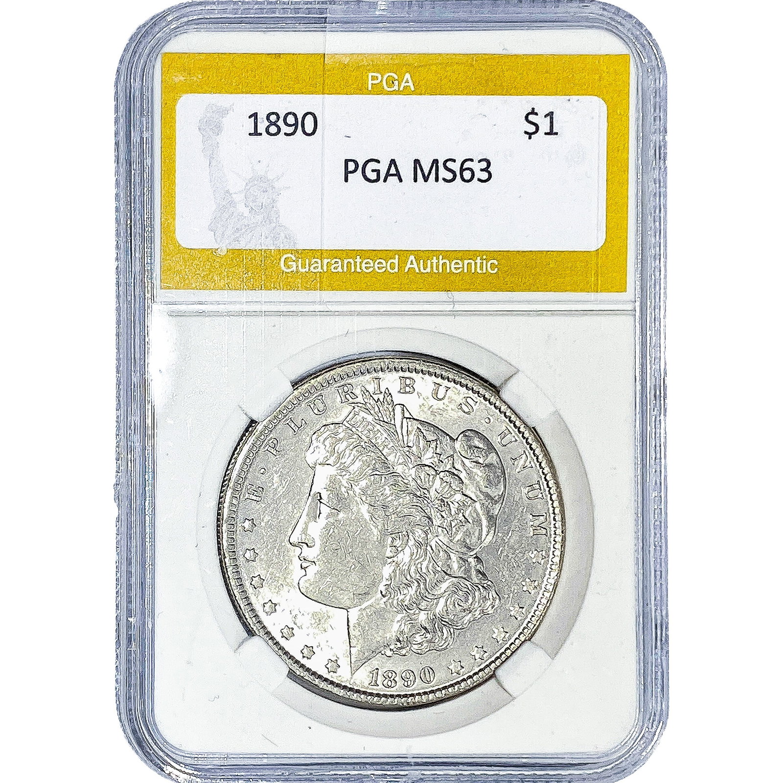 1890 Morgan Silver Dollar PGA MS63: 1890 Morgan Silver Dollar PGA MS63