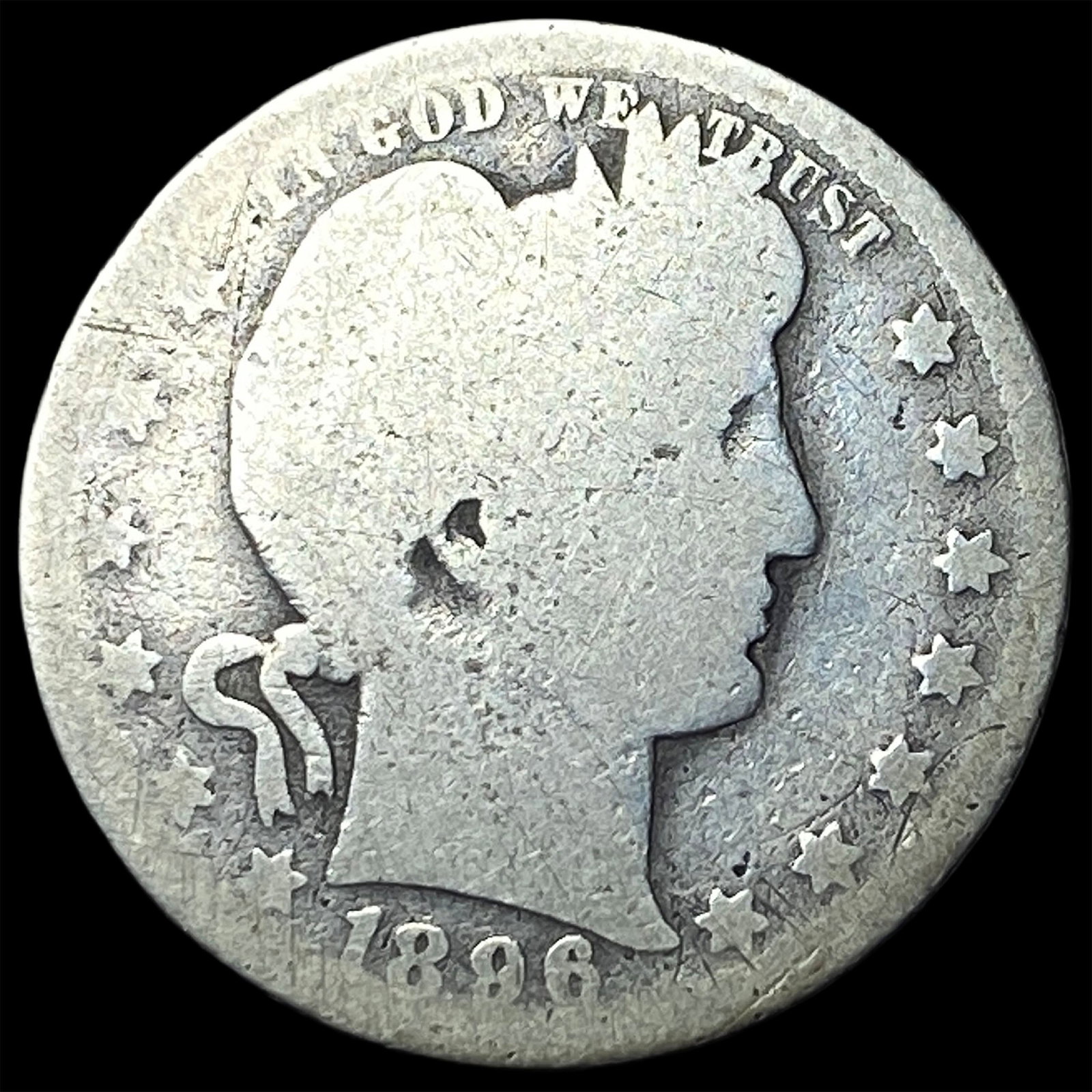 1896-O Silver Barber Quarter NICELY CIRCULATED (1 of 2)