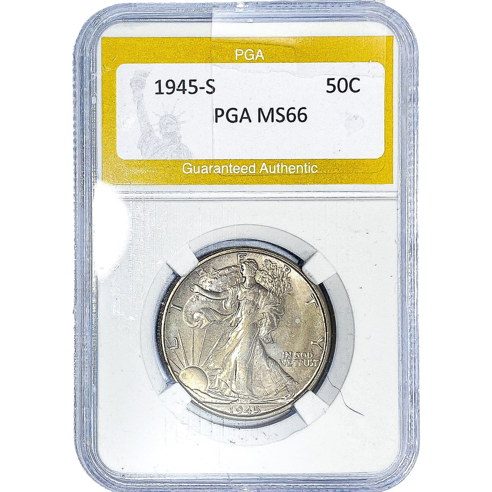 1945-S Walking Liberty Half Dollar PGA MS66: 1945-S Walking Liberty Half Dollar PGA MS66