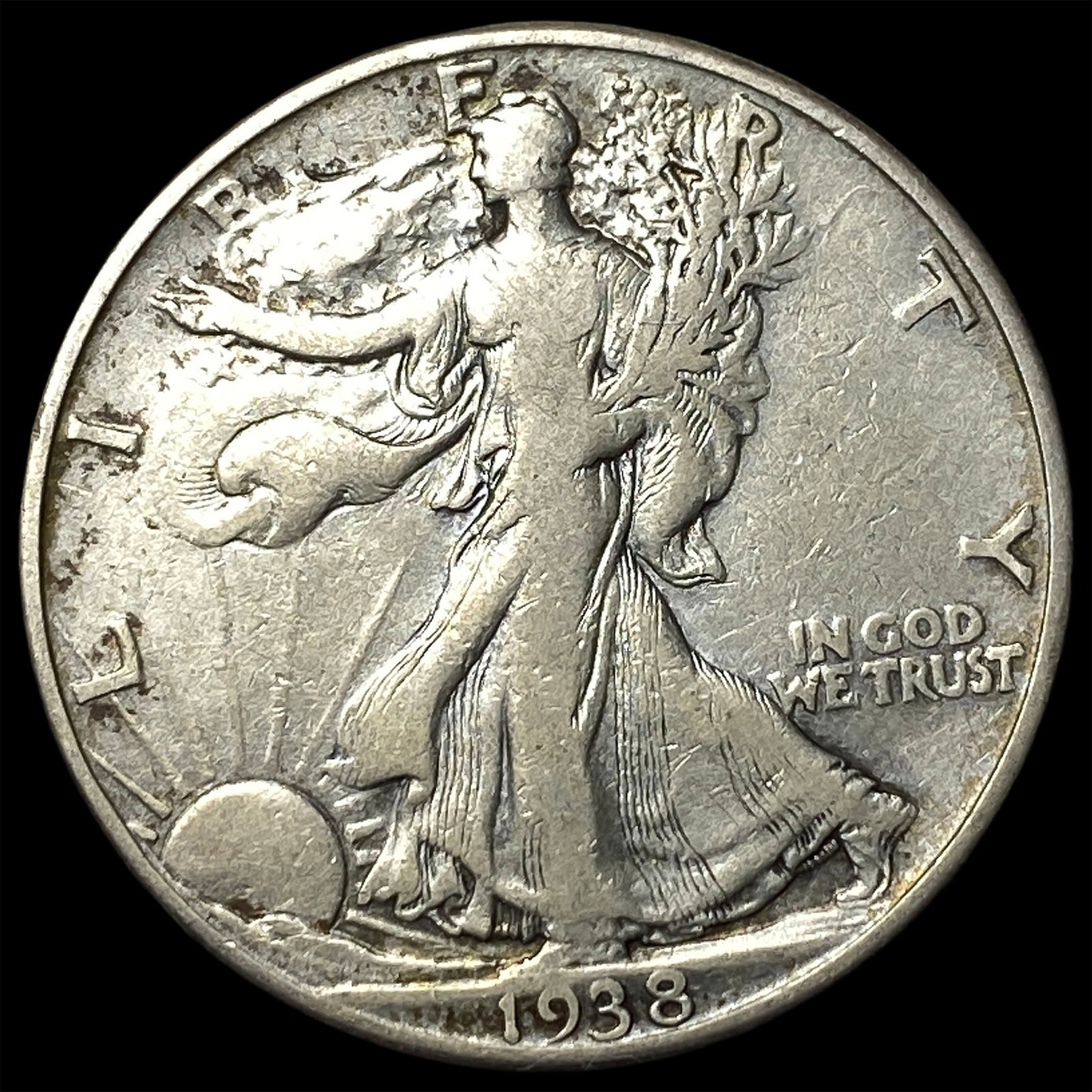 1938-D Silver Walking Liberty Half Dollar LIGHTLY CIRCULATED: 1938-D Silver Walking Liberty Half Dollar LIGHTLY CIRCULATED