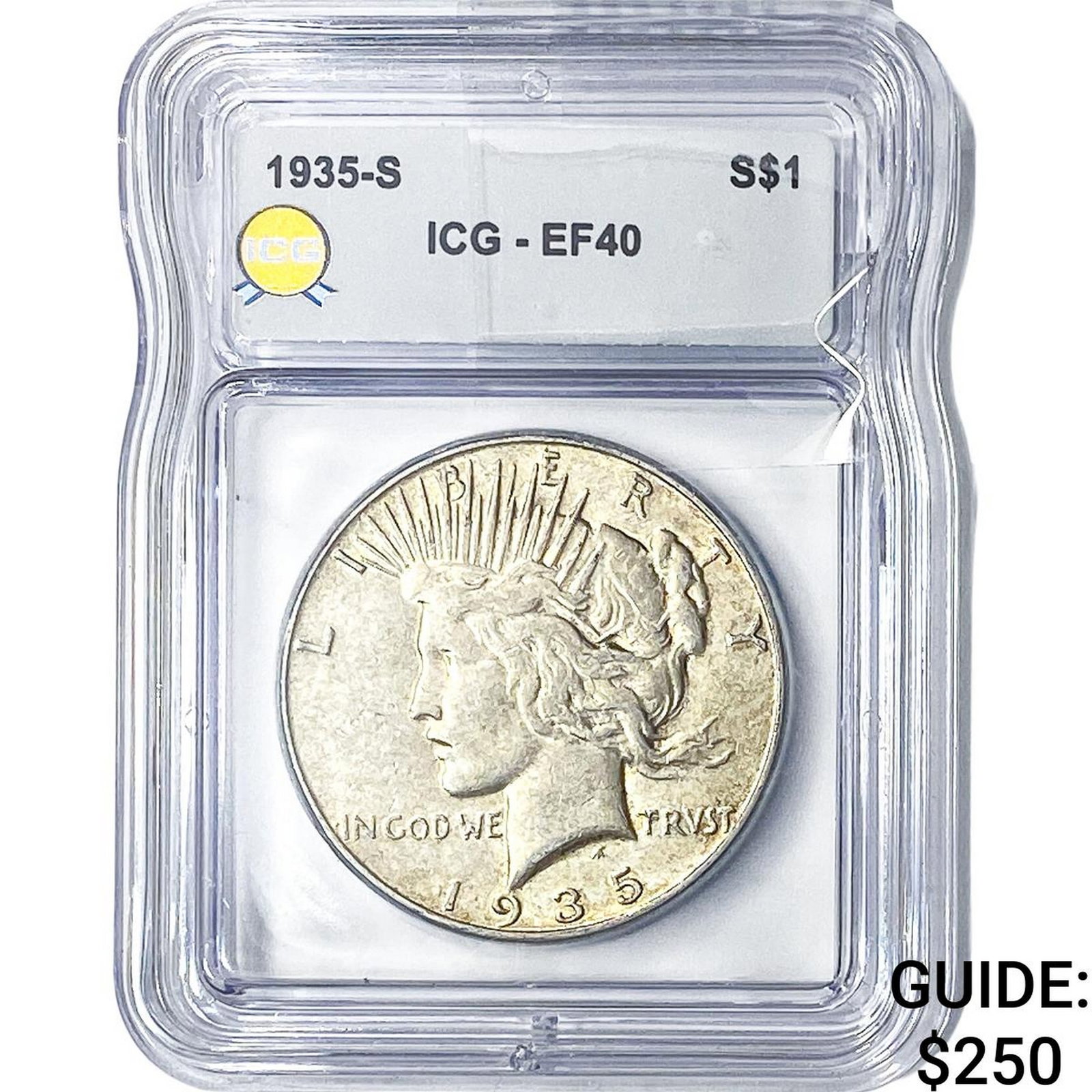 1935-S Silver Peace Dollar ICG EF40: 1935-S Silver Peace Dollar ICG EF40