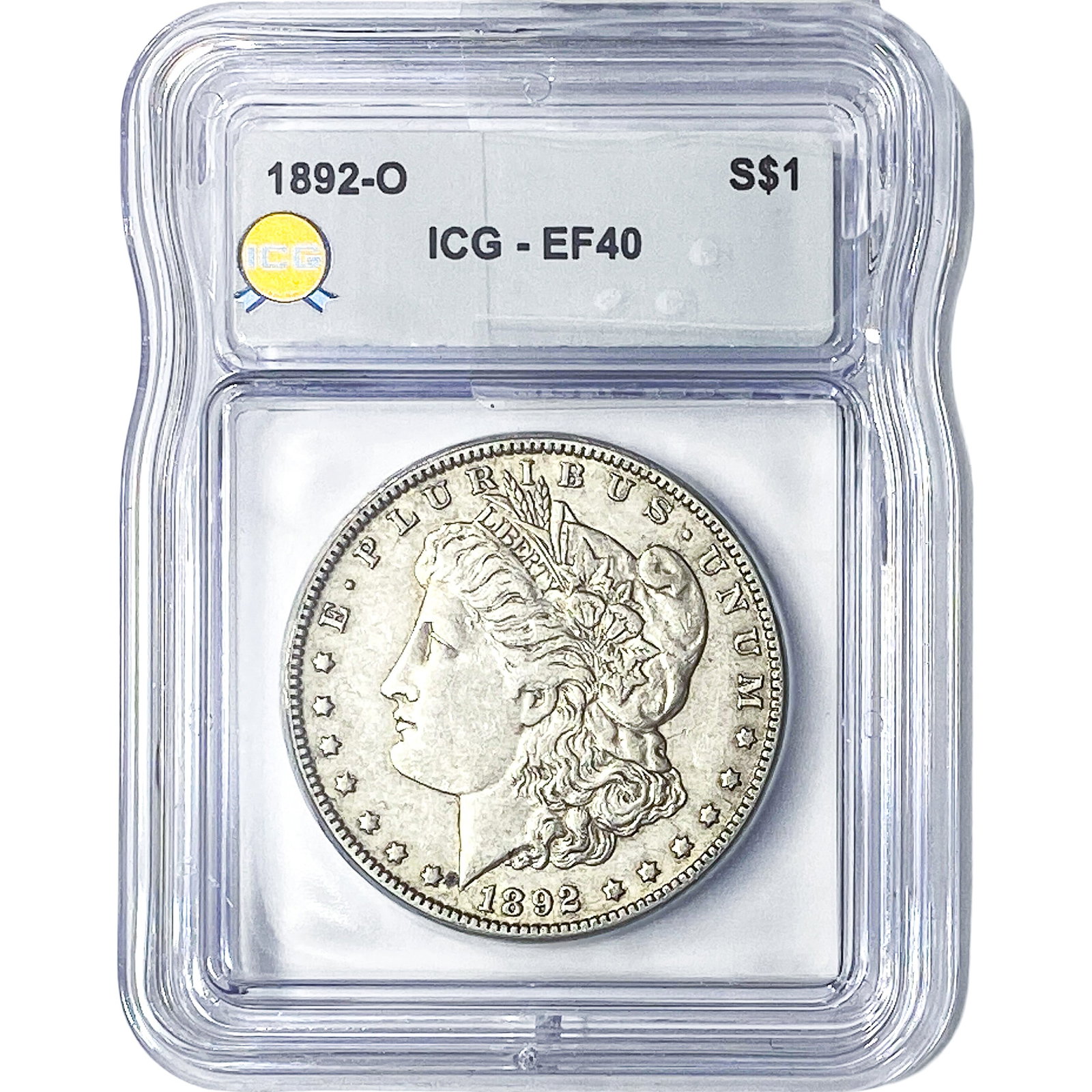 1892-O Morgan Silver Dollar ICG EF40: 1892-O Morgan Silver Dollar ICG EF40