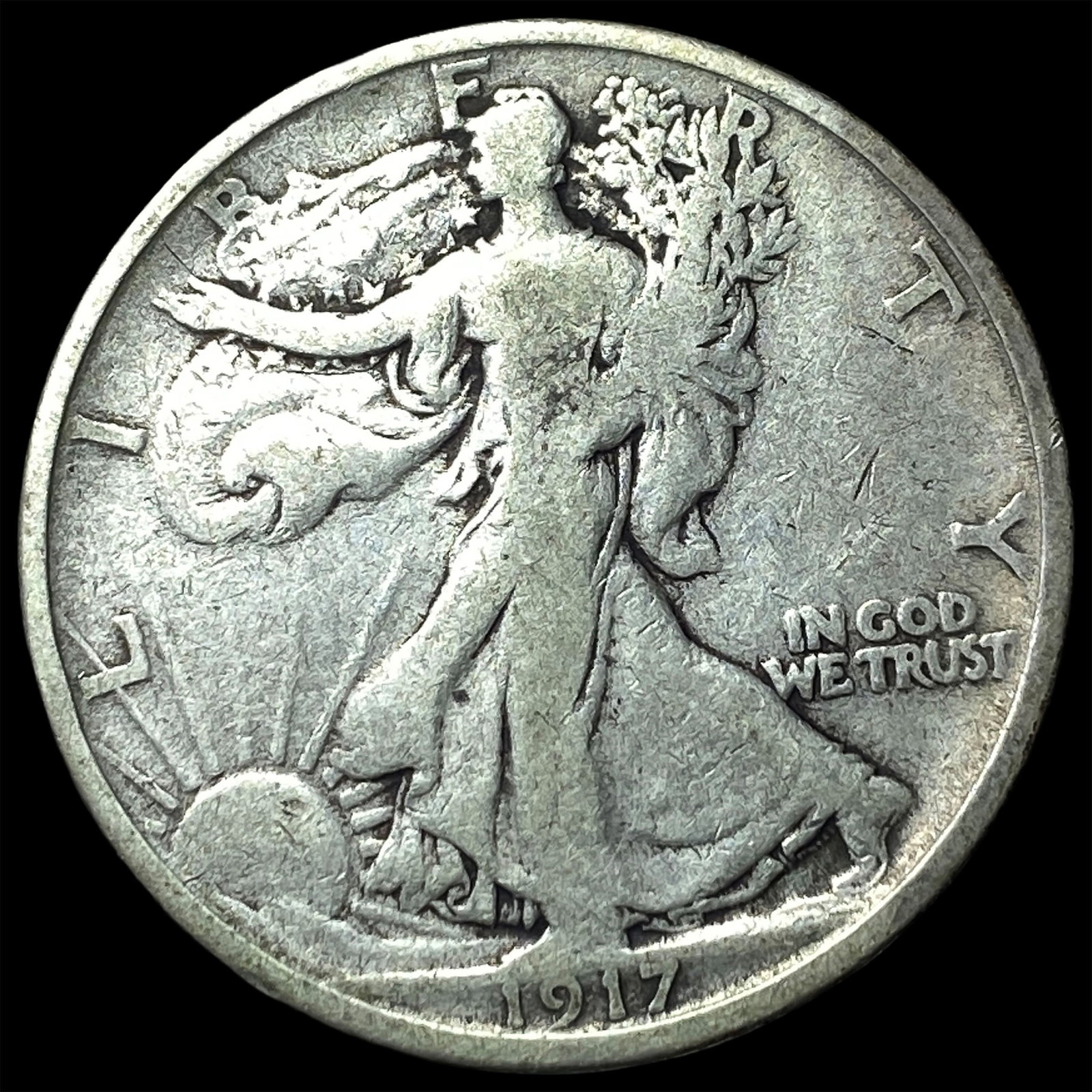 1917-S Silver Walking Liberty Half Dollar LIGHTLY CIRCULATED: 1917-S Silver Walking Liberty Half Dollar LIGHTLY CIRCULATED