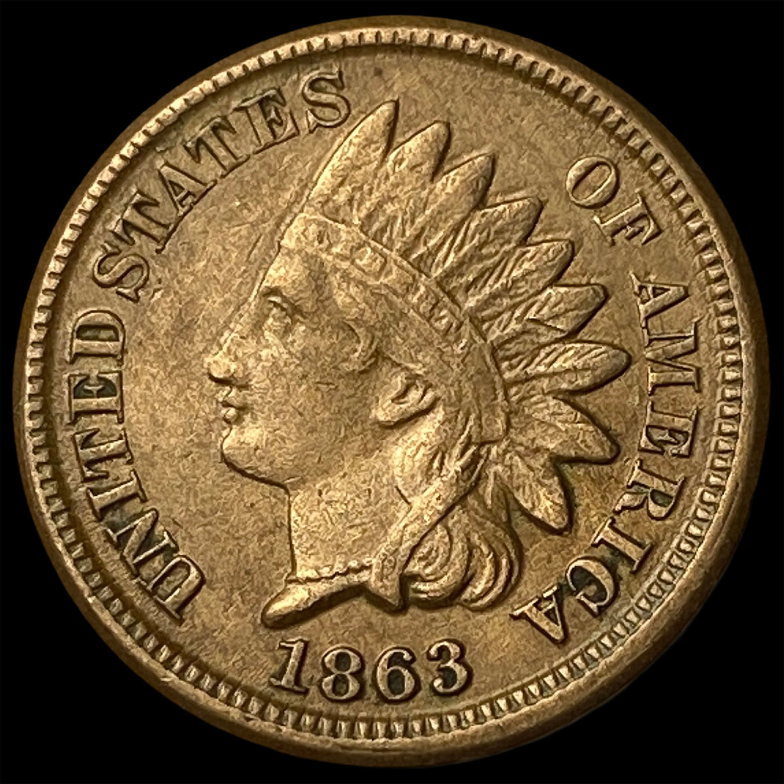 1863 Bronze Indian Head Cent CLOSELY UNCIRCULATED: 1863 Bronze Indian Head Cent CLOSELY UNCIRCULATED