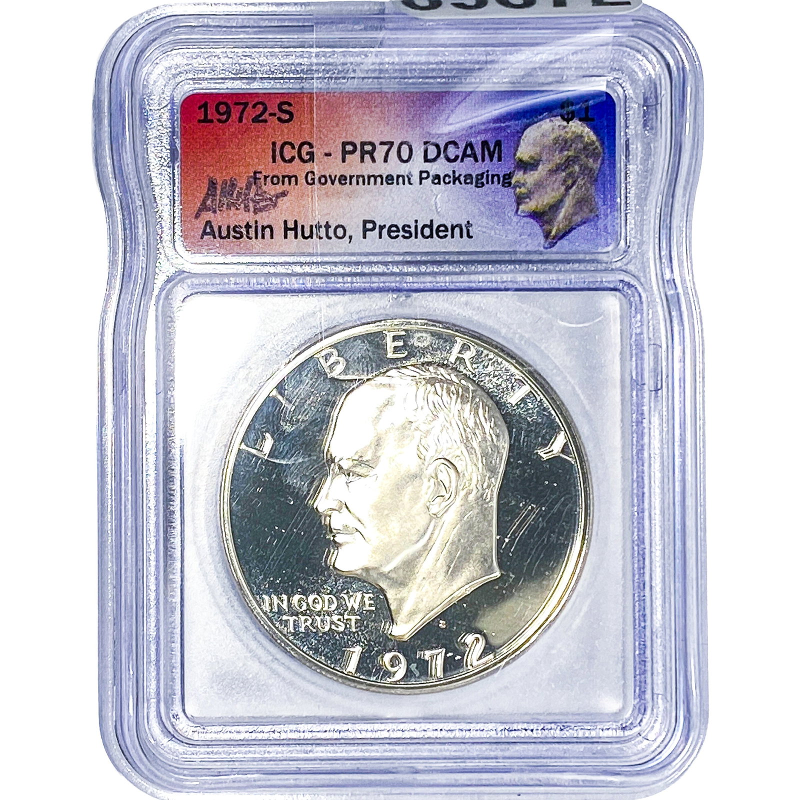 1972-S Eisenhower Dollar ICG PR70 DCAM: 1972-S Eisenhower Dollar ICG PR70 DCAM