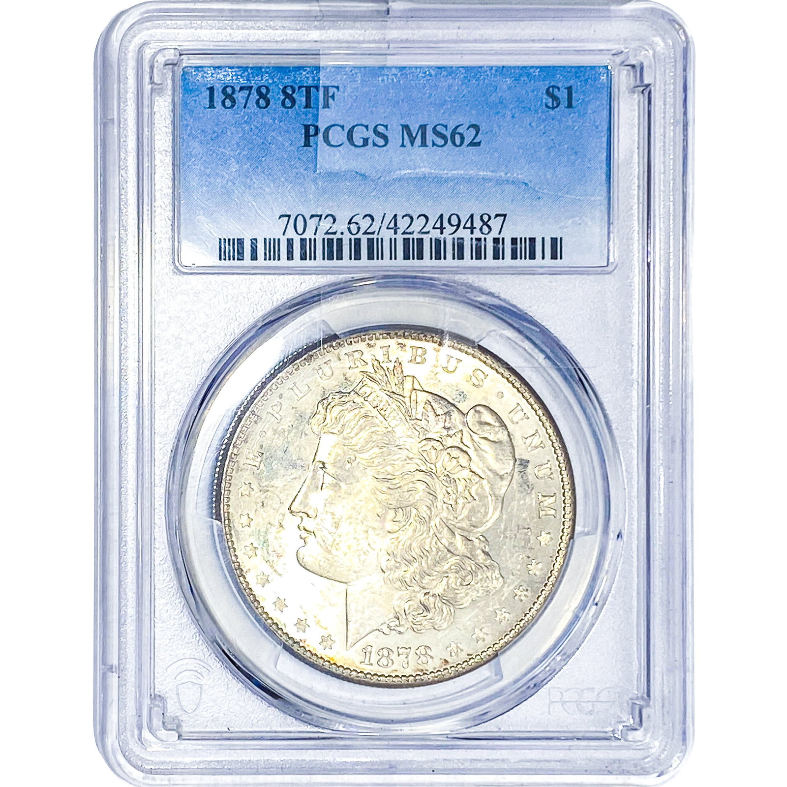 1878 8TF Morgan Silver Dollar PCGS MS62: 1878 8TF Morgan Silver Dollar PCGS MS62