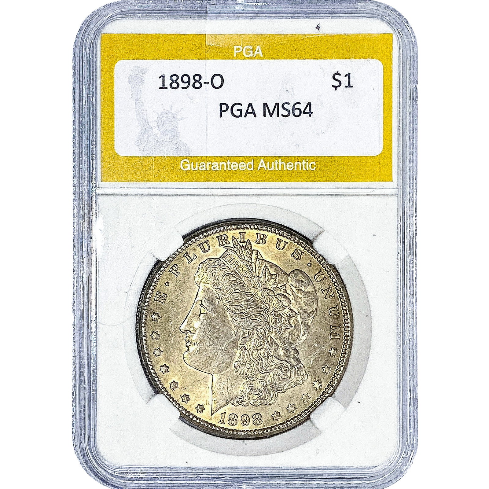 1898-O Morgan Silver Dollar PGA MS64: 1898-O Morgan Silver Dollar PGA MS64