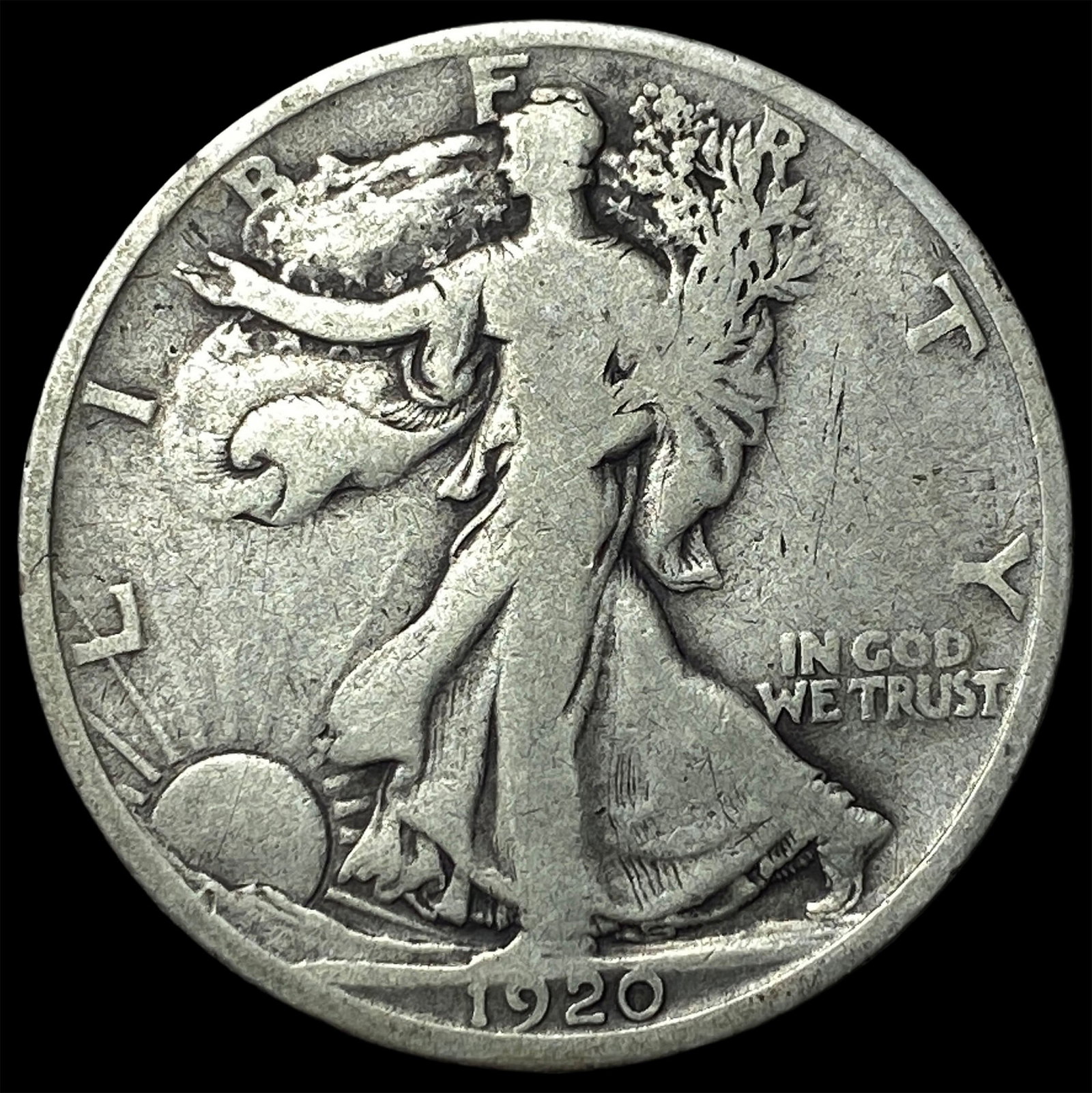 1920-D Silver Walking Liberty Half Dollar LIGHTLY CIRCULATED: 1920-D Silver Walking Liberty Half Dollar LIGHTLY CIRCULATED