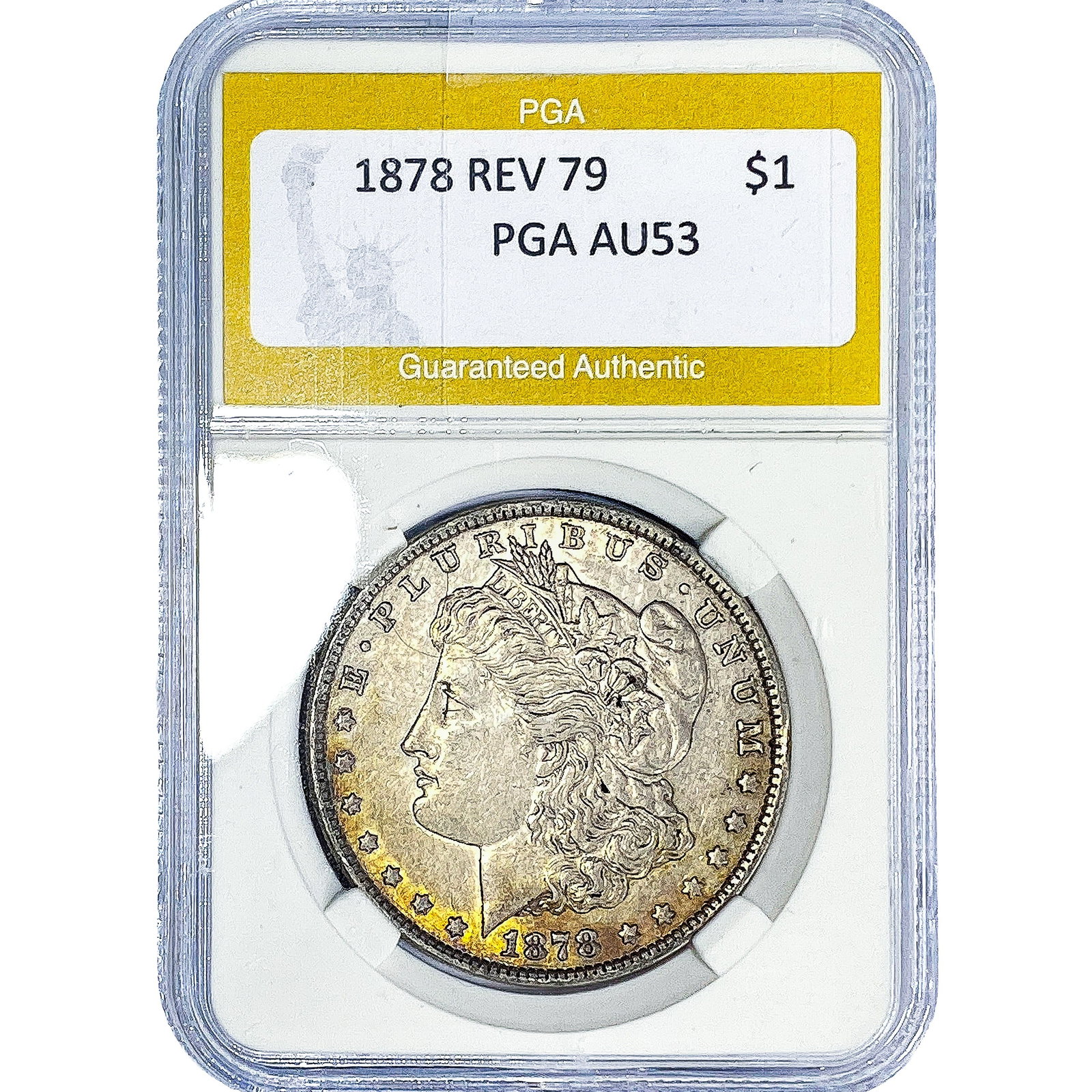 1878 REV 79 Morgan Silver Dollar PGA AU53: 1878 REV 79 Morgan Silver Dollar PGA AU53