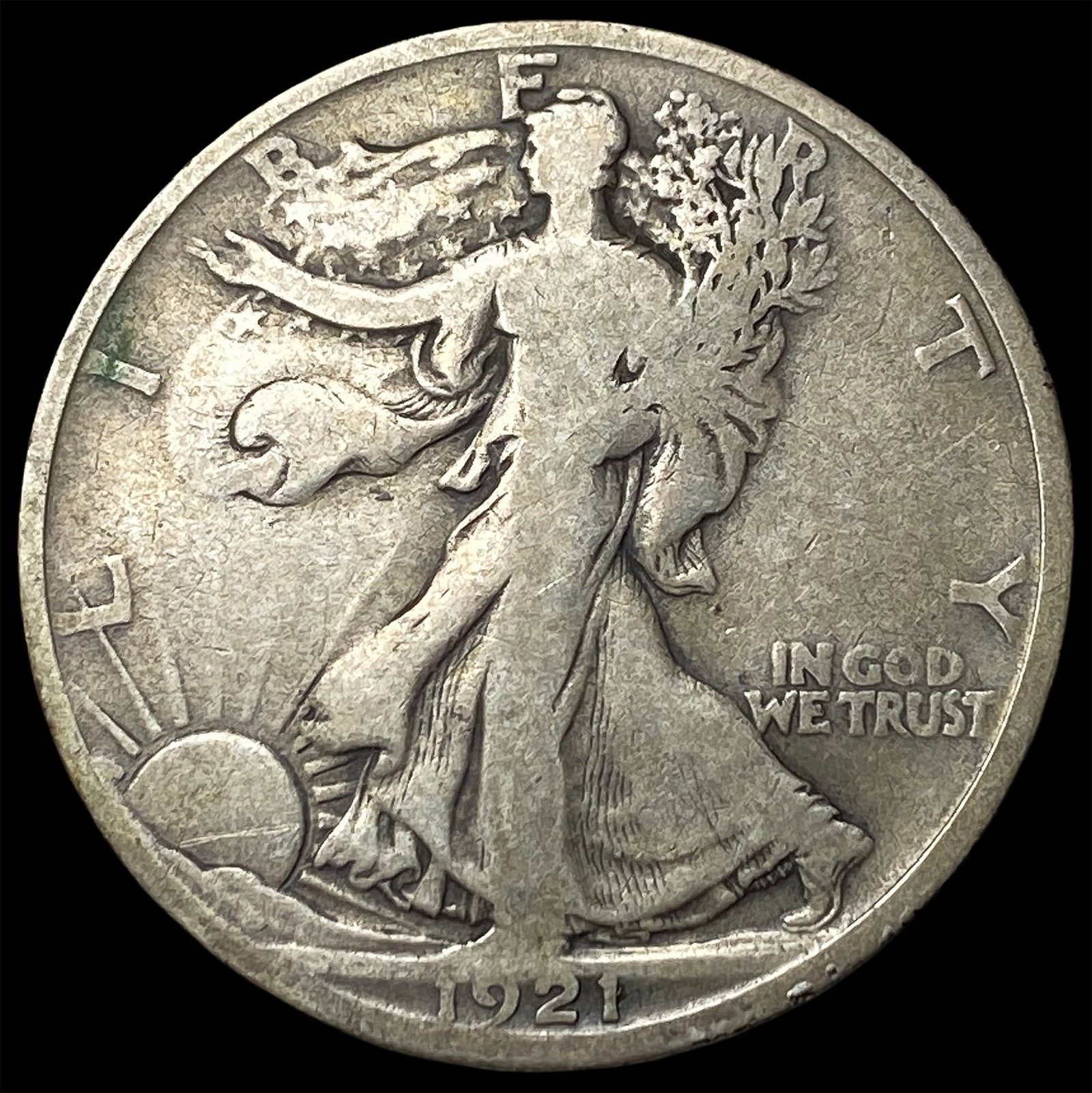 1921-D Silver Half Dollar Walking Liberty NICELY CIRCULATED: 1921-D Silver Half Dollar Walking Liberty NICELY CIRCULATED