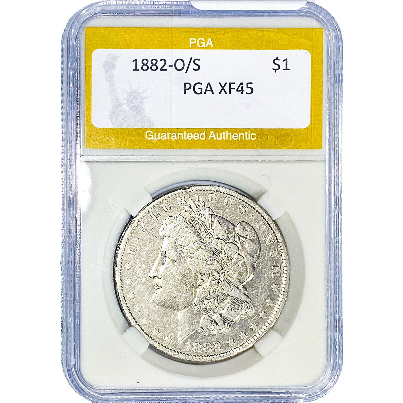 1882-O/S Morgan Silver Dollar PGA XF45: 1882-O/S Morgan Silver Dollar PGA XF45