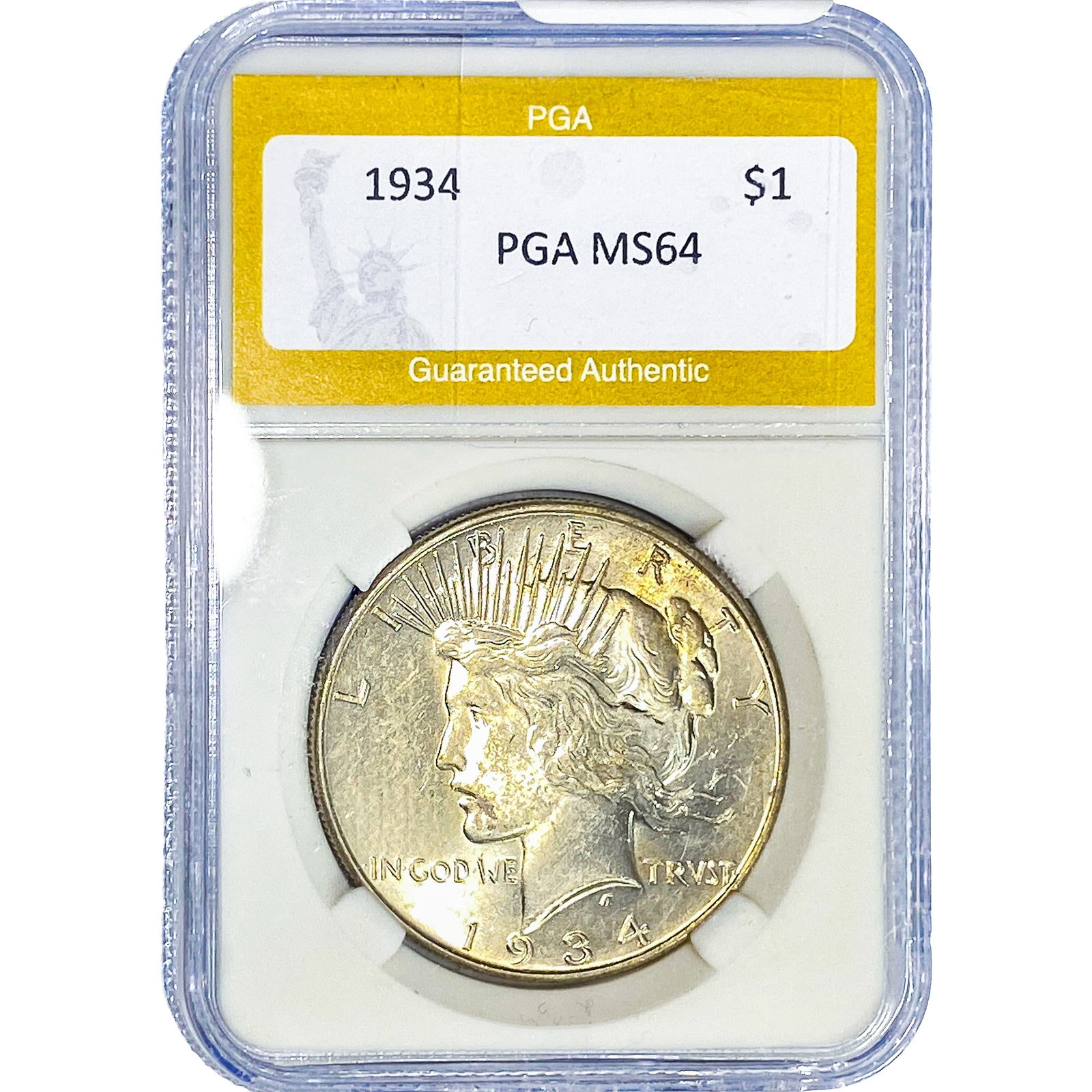 1934 Silver Peace Dollar PGA MS64: 1934 Silver Peace Dollar PGA MS64