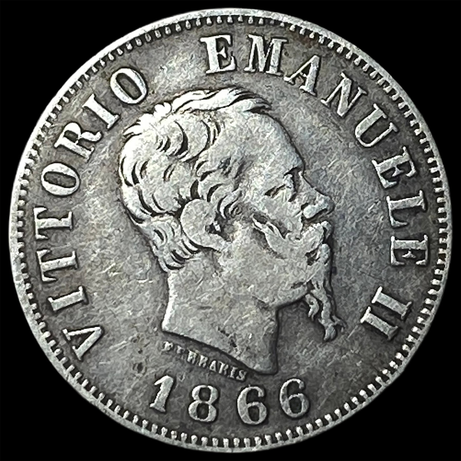 1866 MBN Itally SIlver 50 Centesimi KM 14.1: 1866 MBN Itally SIlver 50 Centesimi KM 14.1