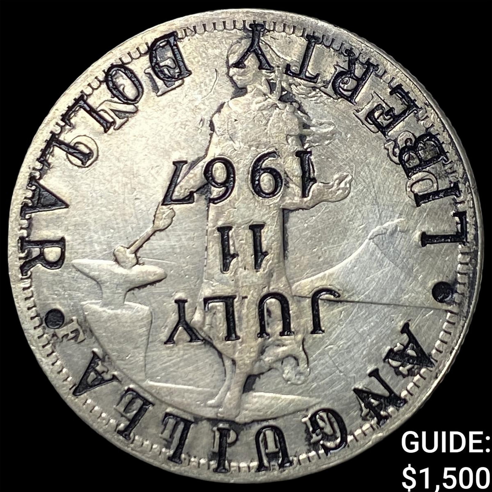 1967 Anguila Silver Lib. $1-On 1908S Phili. Peso: 1967 Anguila Silver Lib. $1-On 1908S Phili. Peso