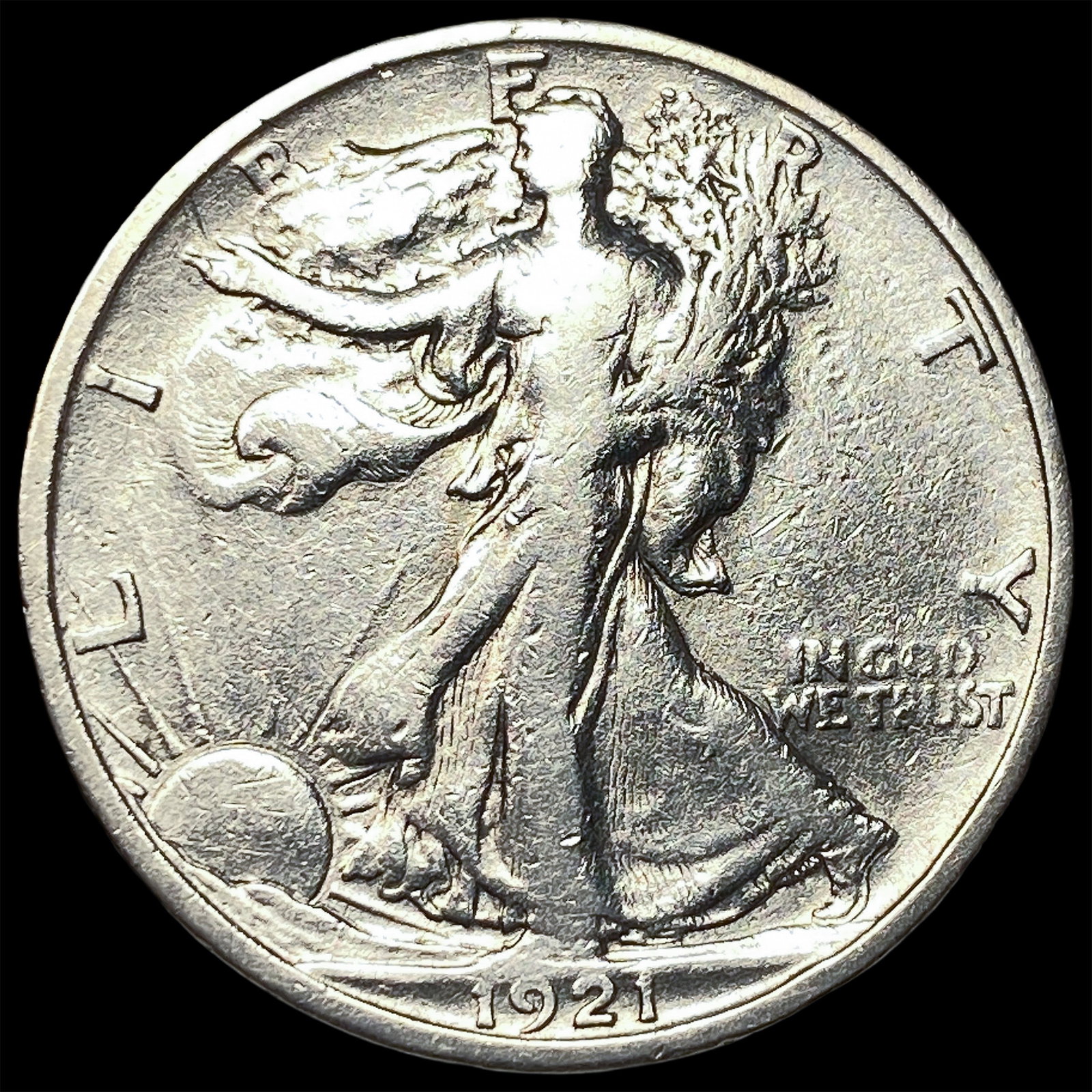 1921-S Silver Walking Liberty Half Dollar LIGHTLY CIRCULATED (1 of 2)