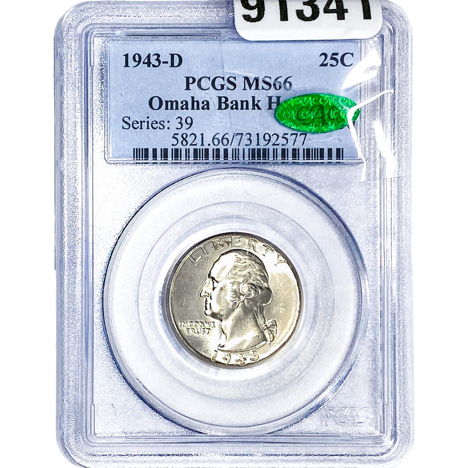 1943-D Washington Silver Quarter NGC MS66: 1943-D Washington Silver Quarter NGC MS66