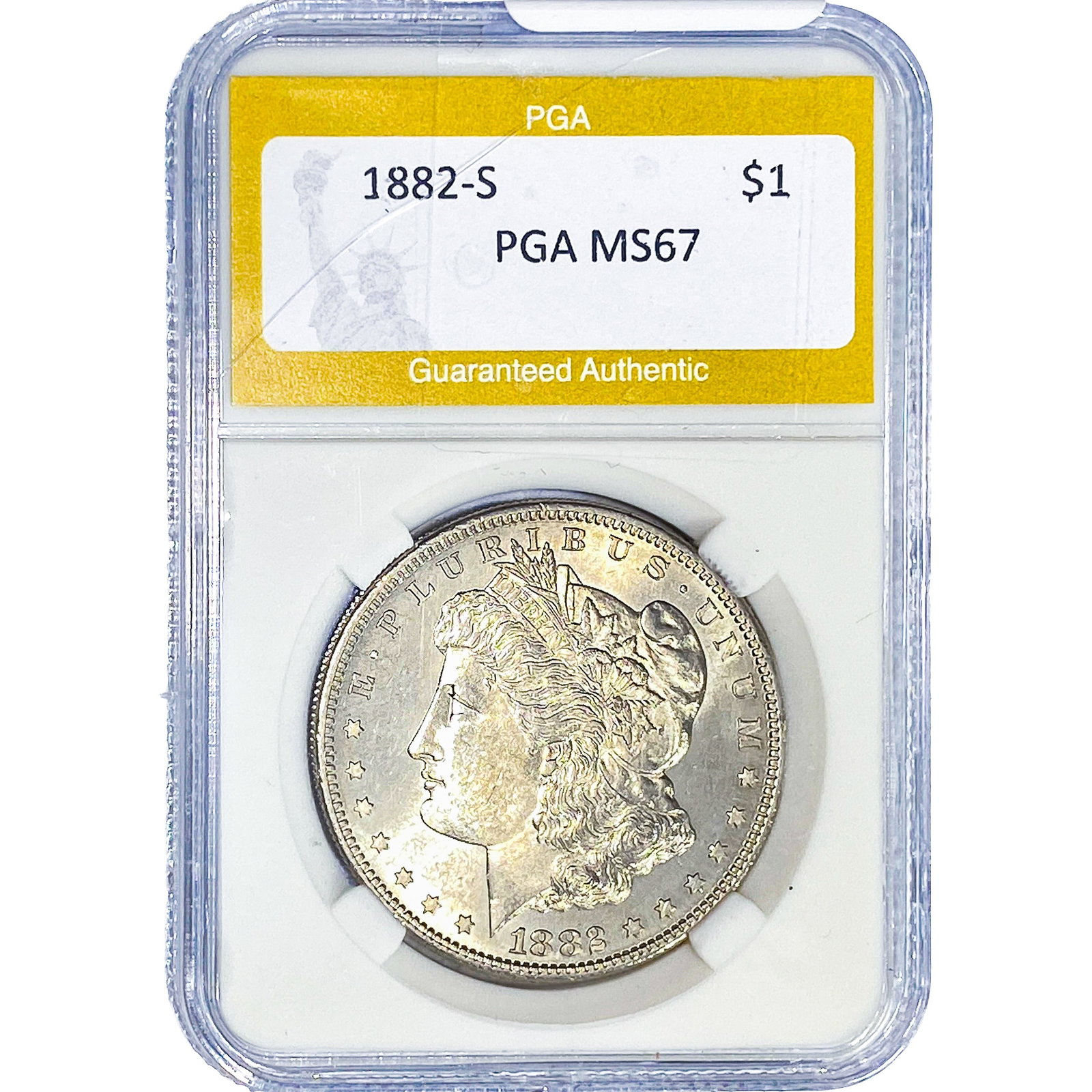 1882-S Morgan Silver Dollar PGA MS67: 1882-S Morgan Silver Dollar PGA MS67