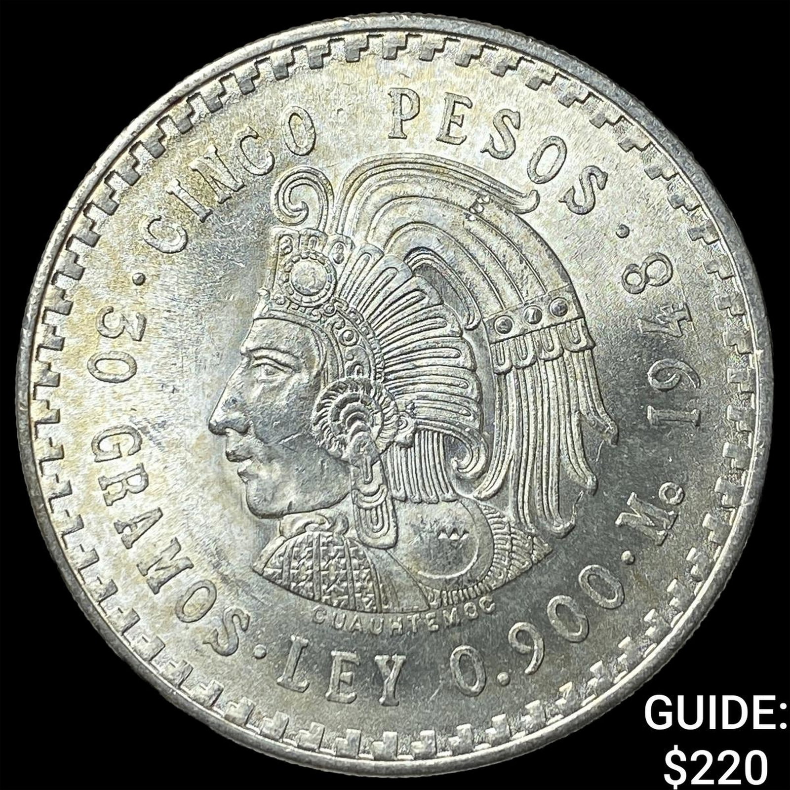 1948Mo Mexico SIlver 5 Pesos: 1948Mo Mexico SIlver 5 Pesos