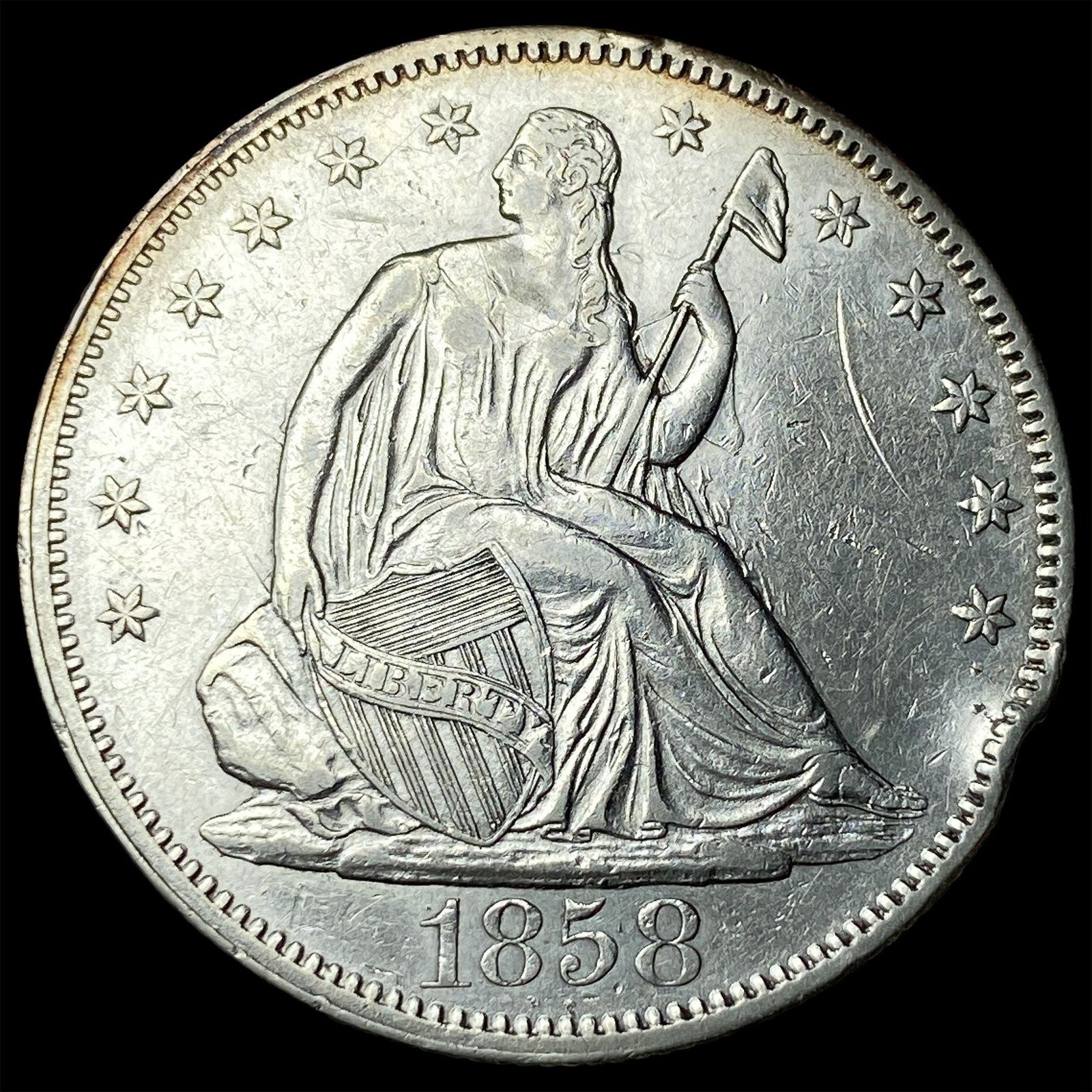 1858 Seated Liberty Half Dollar HIGH GRADE: 1858 Seated Liberty Half Dollar HIGH GRADE
