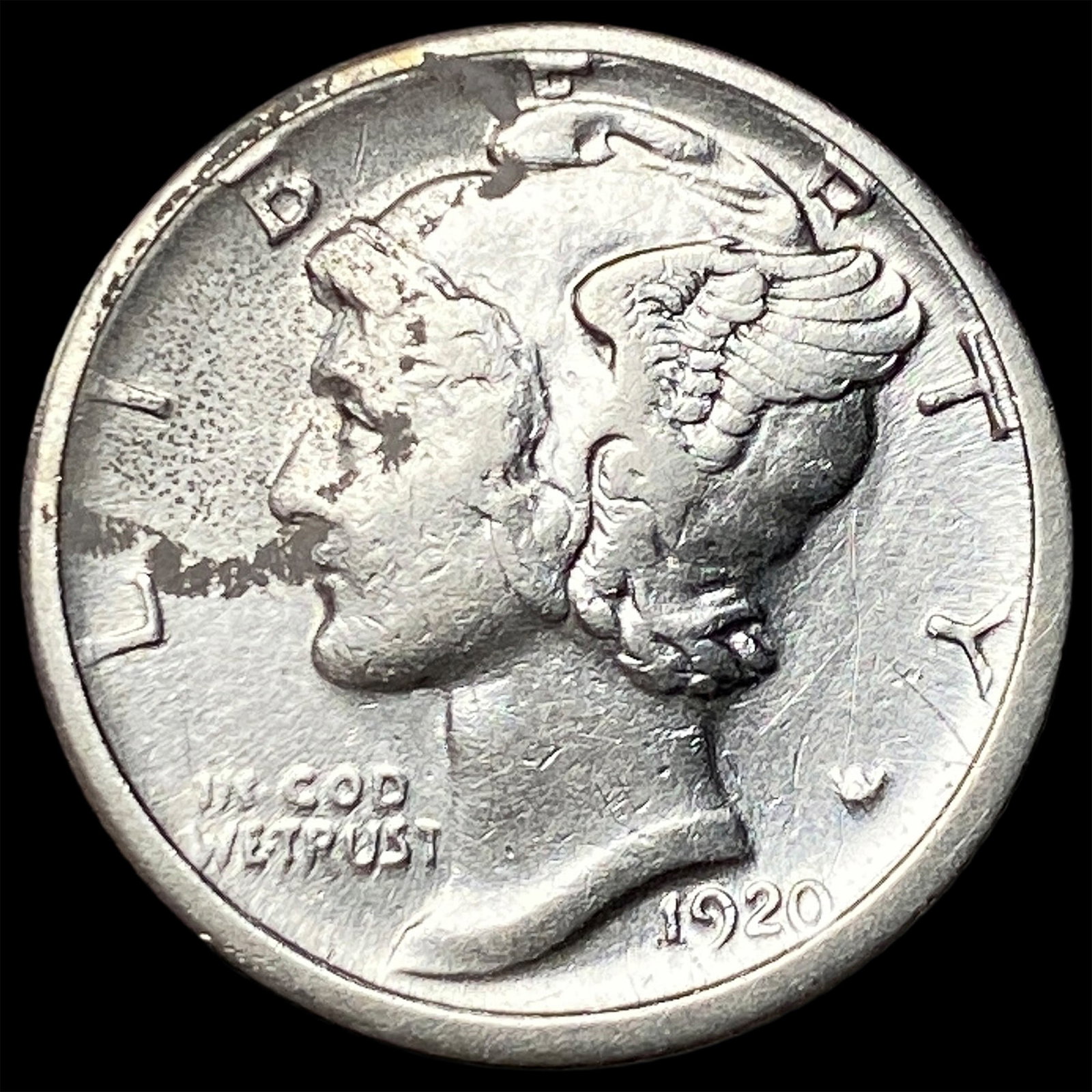 1920-S Silver Mercury Dime CLOSELY UNCIRCULATED (1 of 2)