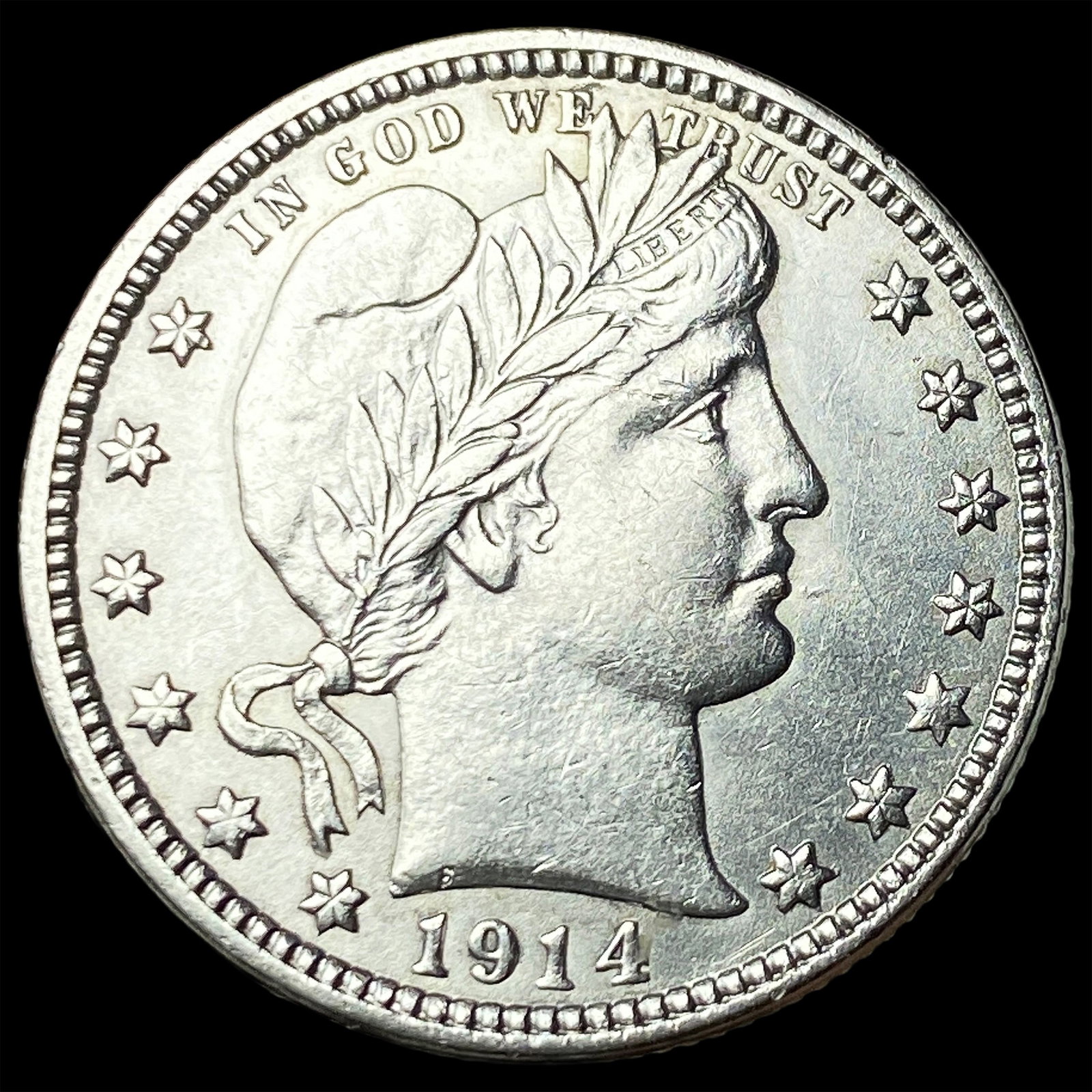 1914 Barber Silver Quarter CLOSELY UNCIRCULATED: 1914 Barber Silver Quarter CLOSELY UNCIRCULATED