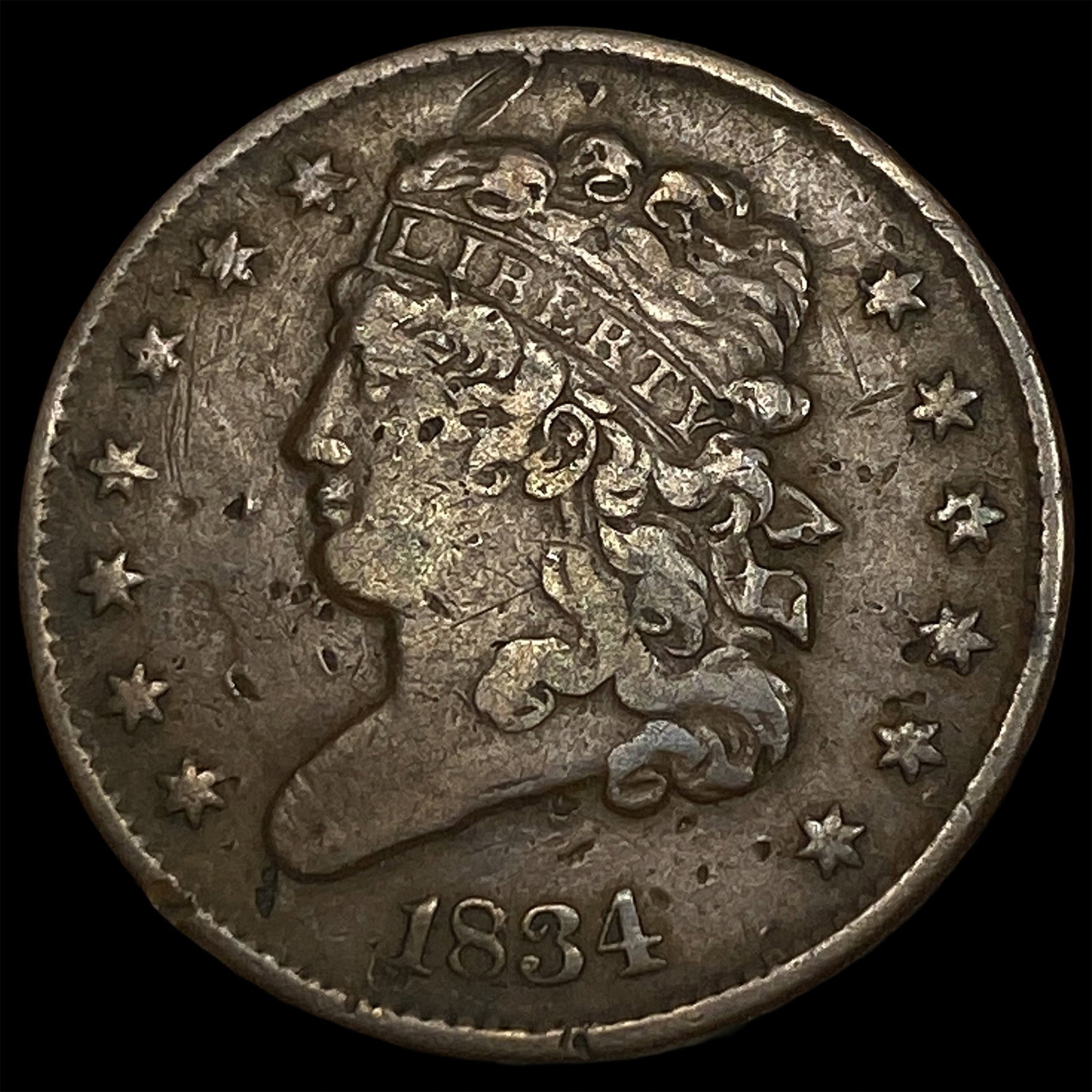 1834 Classic Head Half Cent ABOUT UNCIRCULATED (1 of 2)
