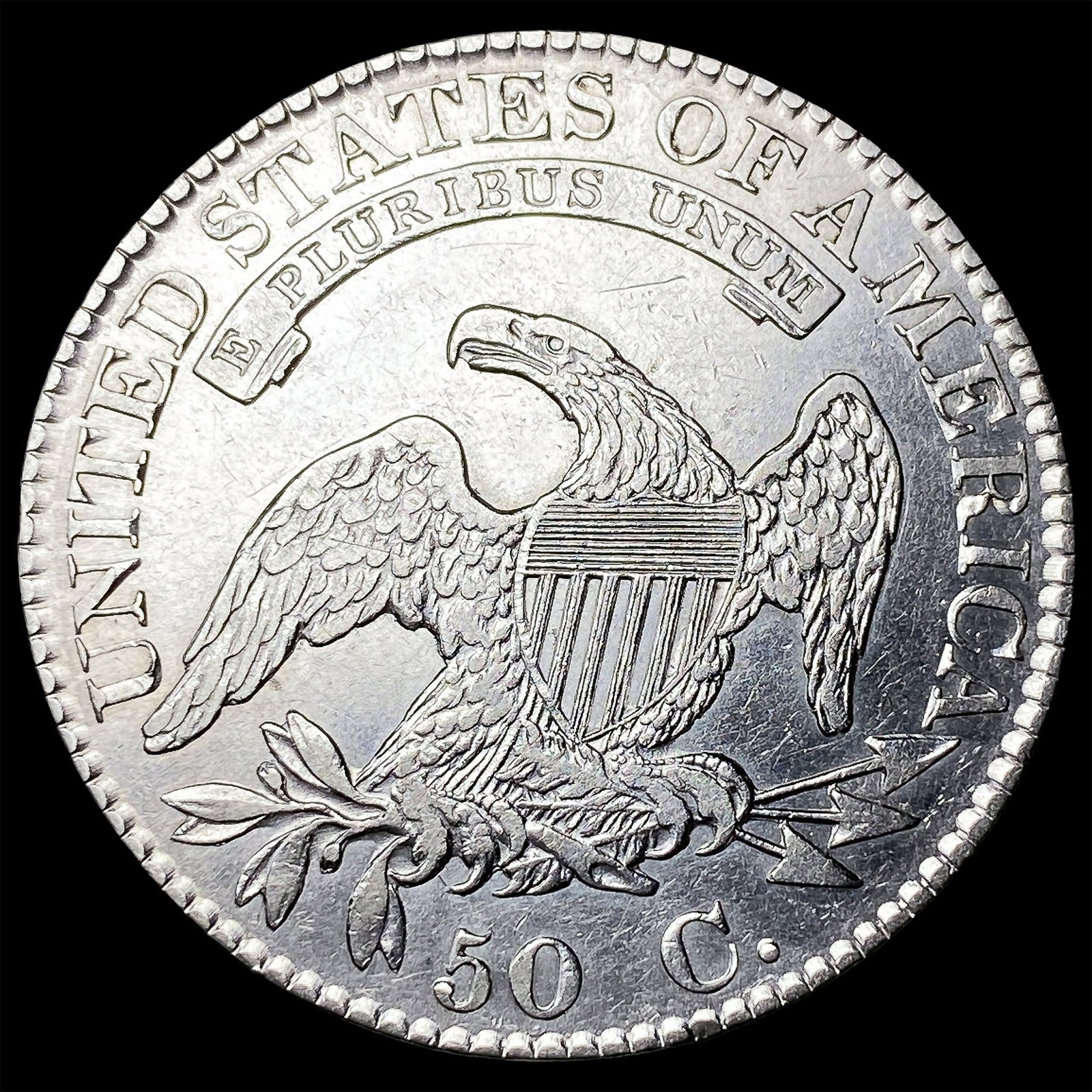 1823 Silver Capped Bust Half Dollar CLOSELY UNCIRCULATED - 2