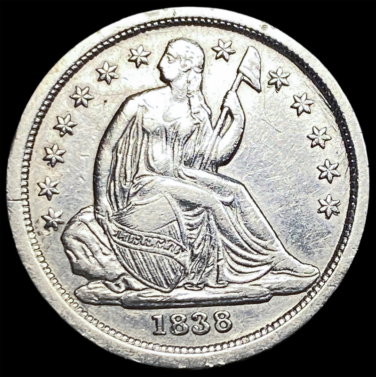 1838 Seated Liberty Dime CLOSELY UNCIRCULATED: 1838 Seated Liberty Dime CLOSELY UNCIRCULATED