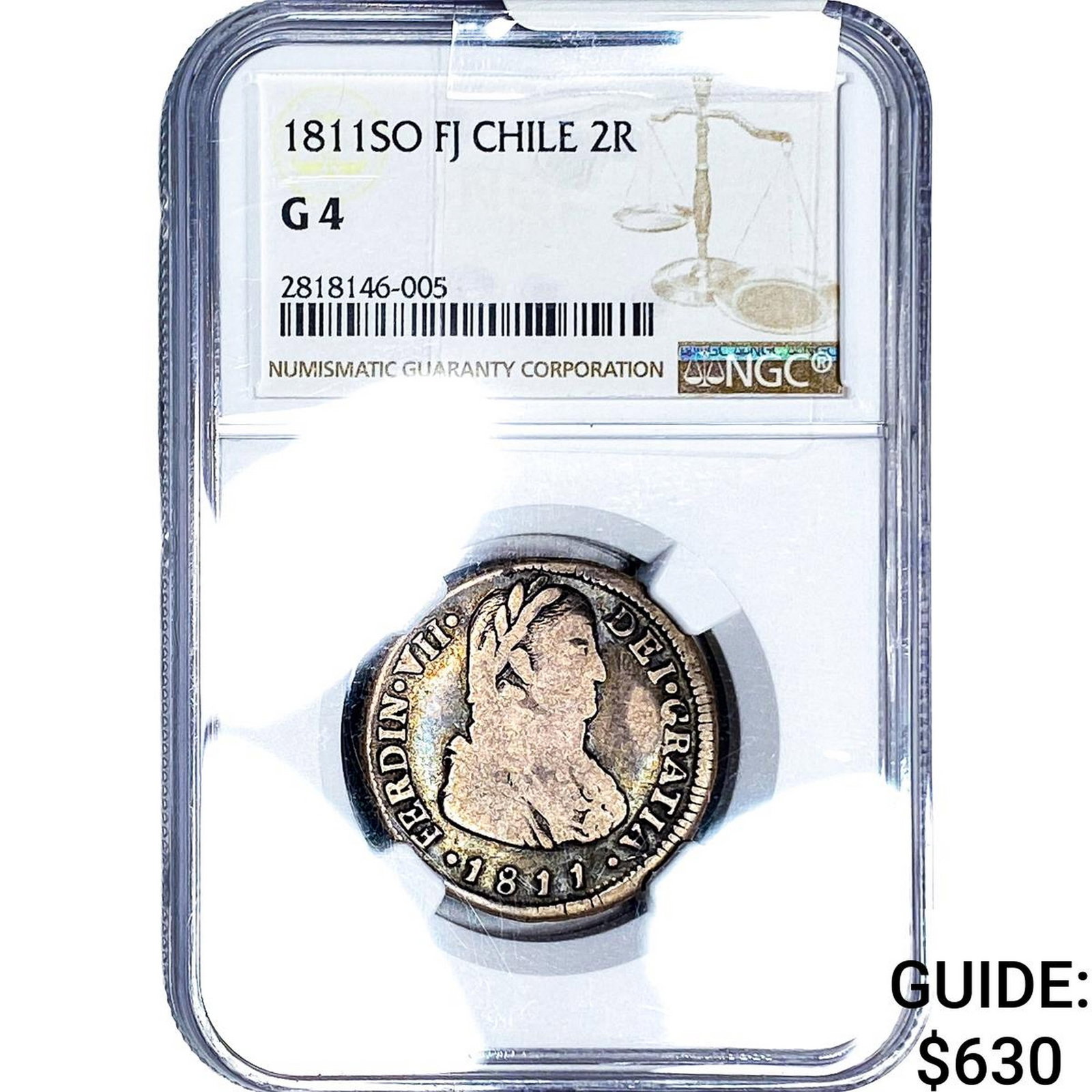 1811SO FJ Chile Silver 2 Reales NGC G4 (1 of 2)