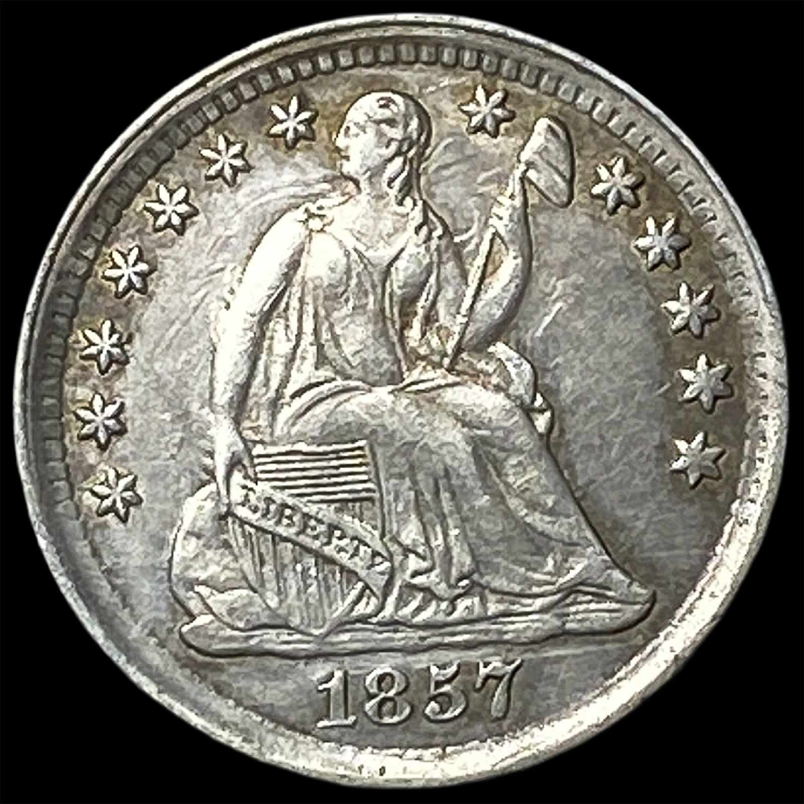1857 Seated Liberty Half Dime CLOSELY UNCIRCULATED (1 of 2)