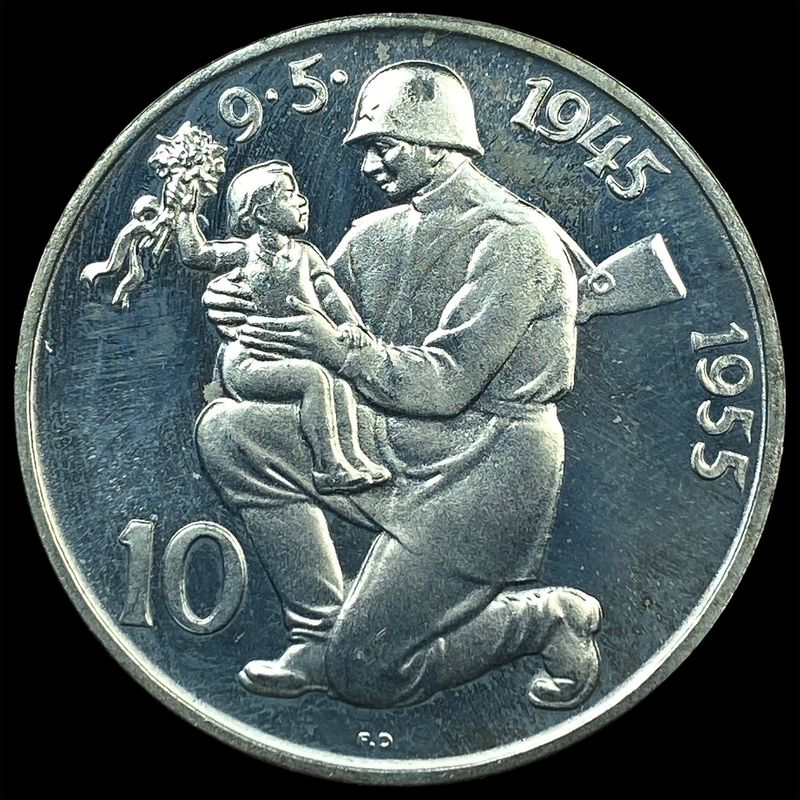 1955 Czechoslovakia Silver 10 Korun Proof KM 42: 1955 Czechoslovakia Silver 10 Korun Proof KM 42