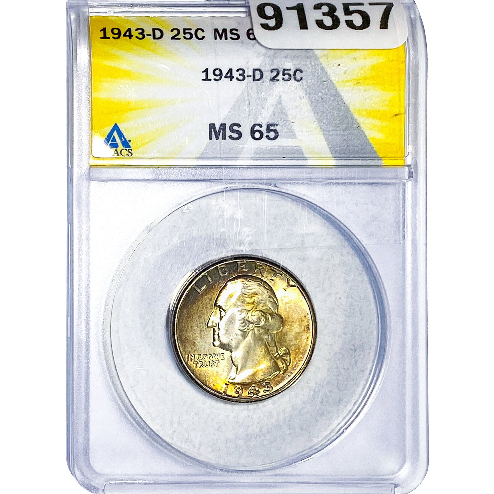 1943-D Washington Silver Quarter ANACS MS65: 1943-D Washington Silver Quarter ANACS MS65