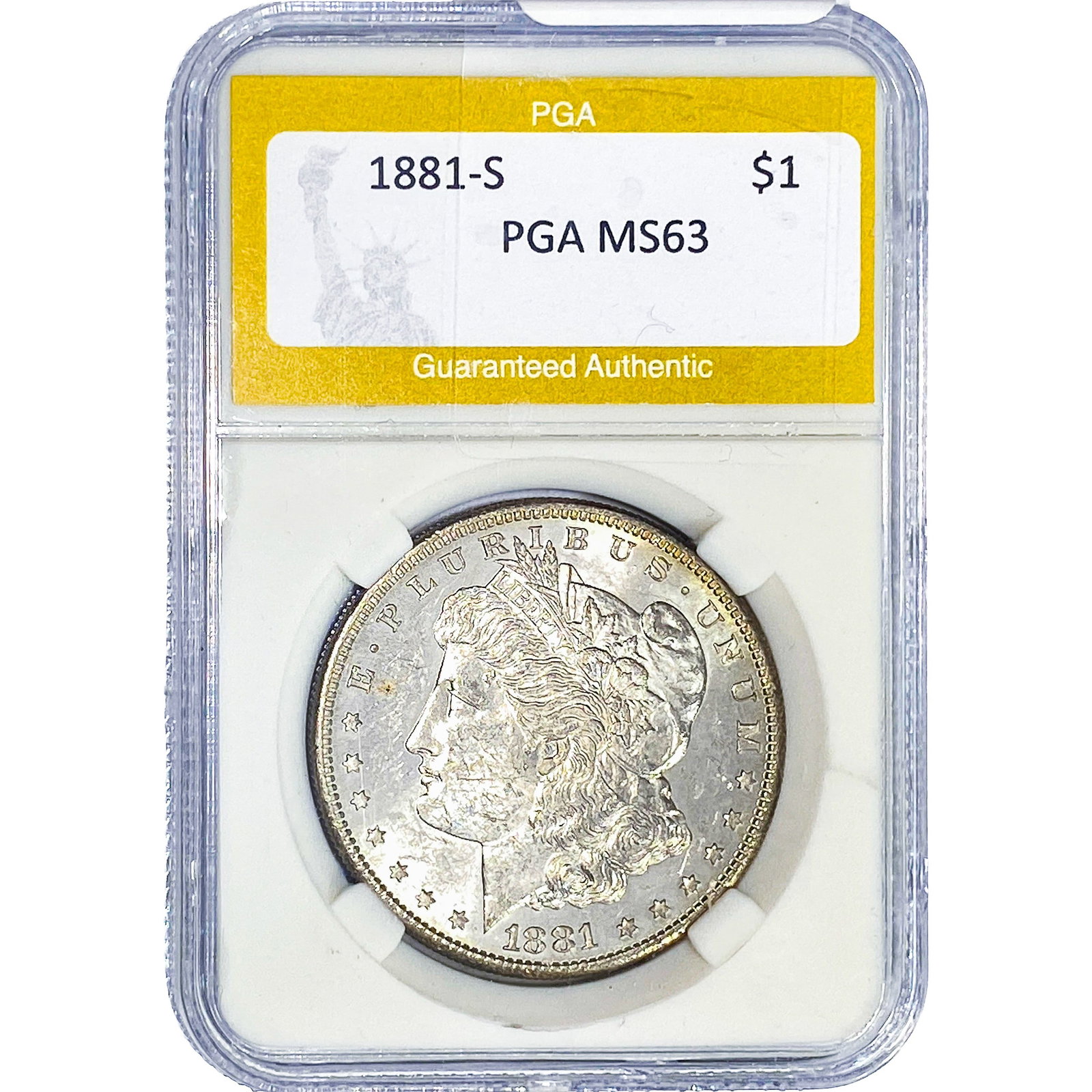 1881-S Morgan Silver Dollar PGA MS63: 1881-S Morgan Silver Dollar PGA MS63