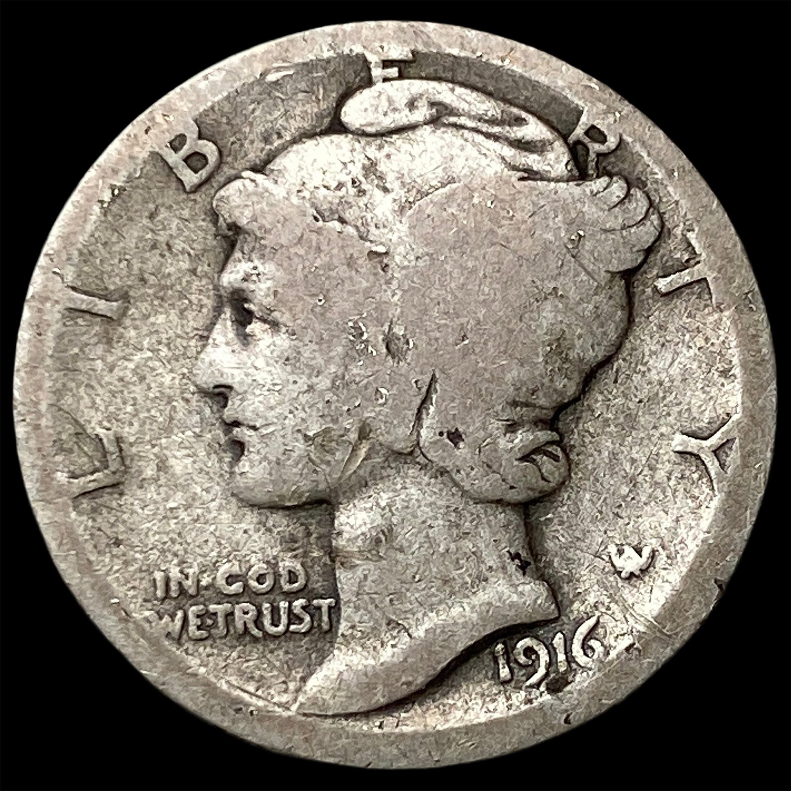1916-D Silver Mercury Dime NICELY CIRCULATED (1 of 2)