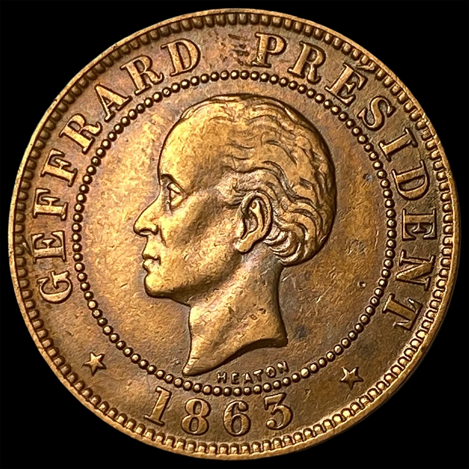 1865 Haiti Bronze 10 Centimes (1 of 2)