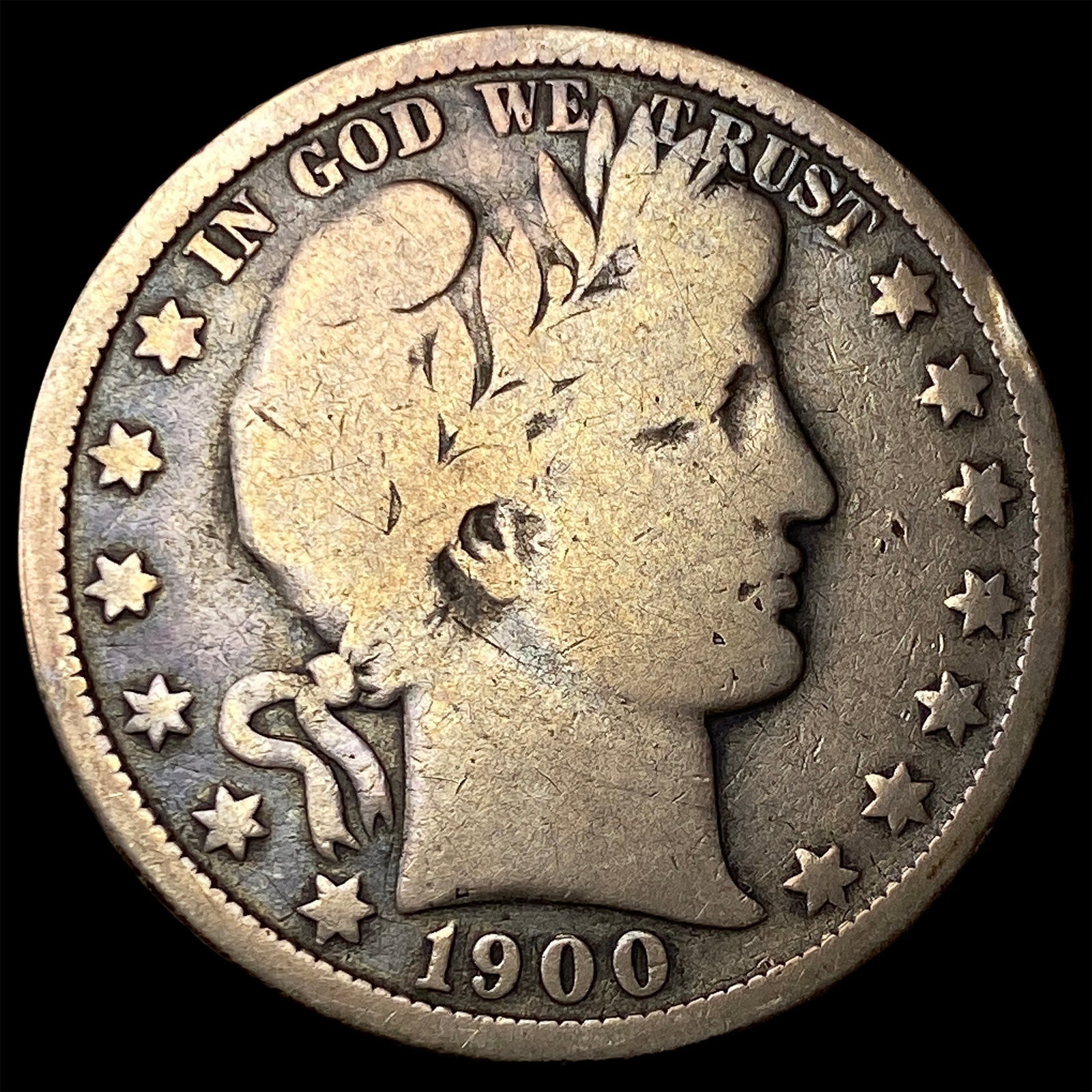1900-O Silver Barber Half Dollar NICELY CIRCULATED: 1900-O Silver Barber Half Dollar NICELY CIRCULATED