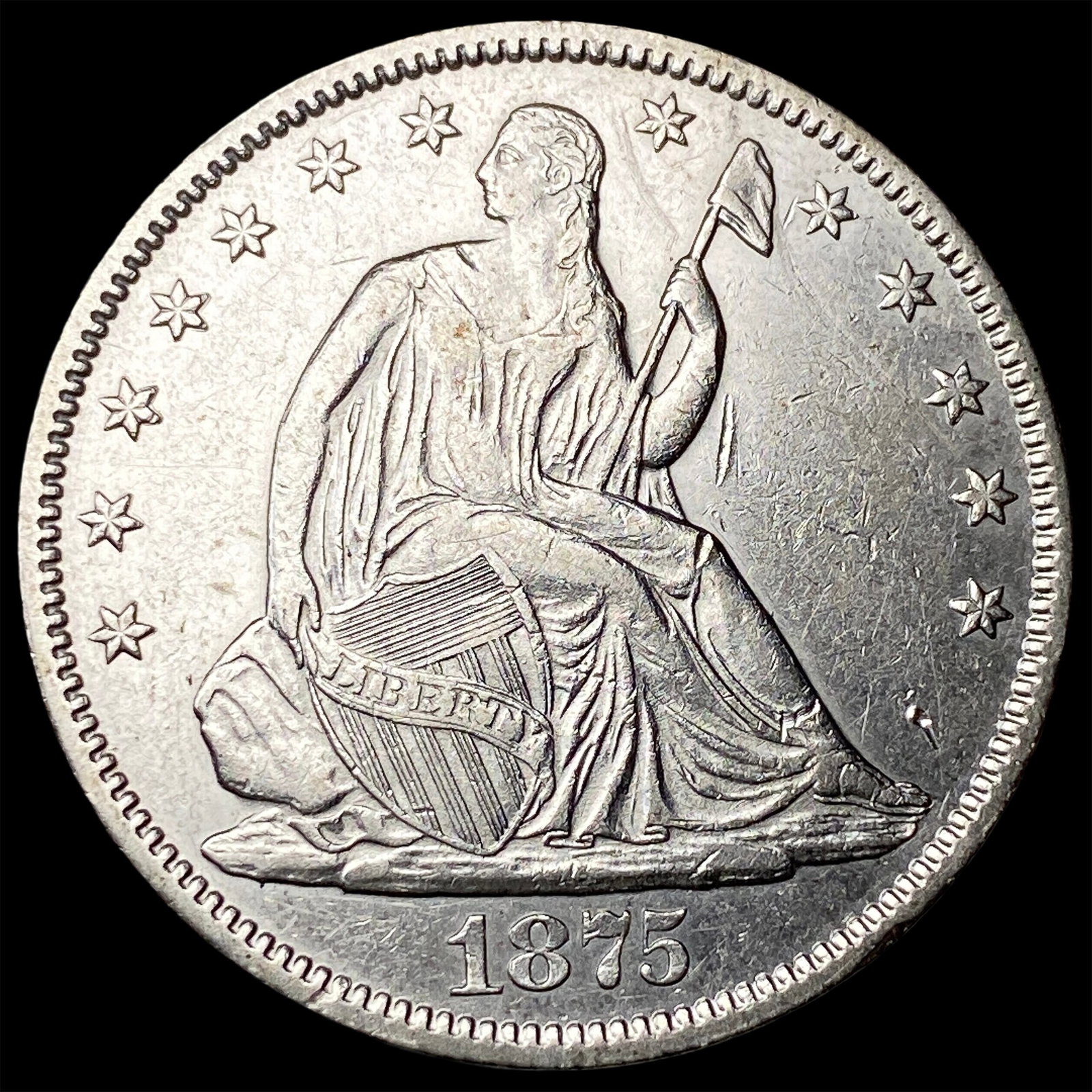 1875 Seated Liberty Half Dollar CLOSELY UNCIRCULATED: 1875 Seated Liberty Half Dollar CLOSELY UNCIRCULATED