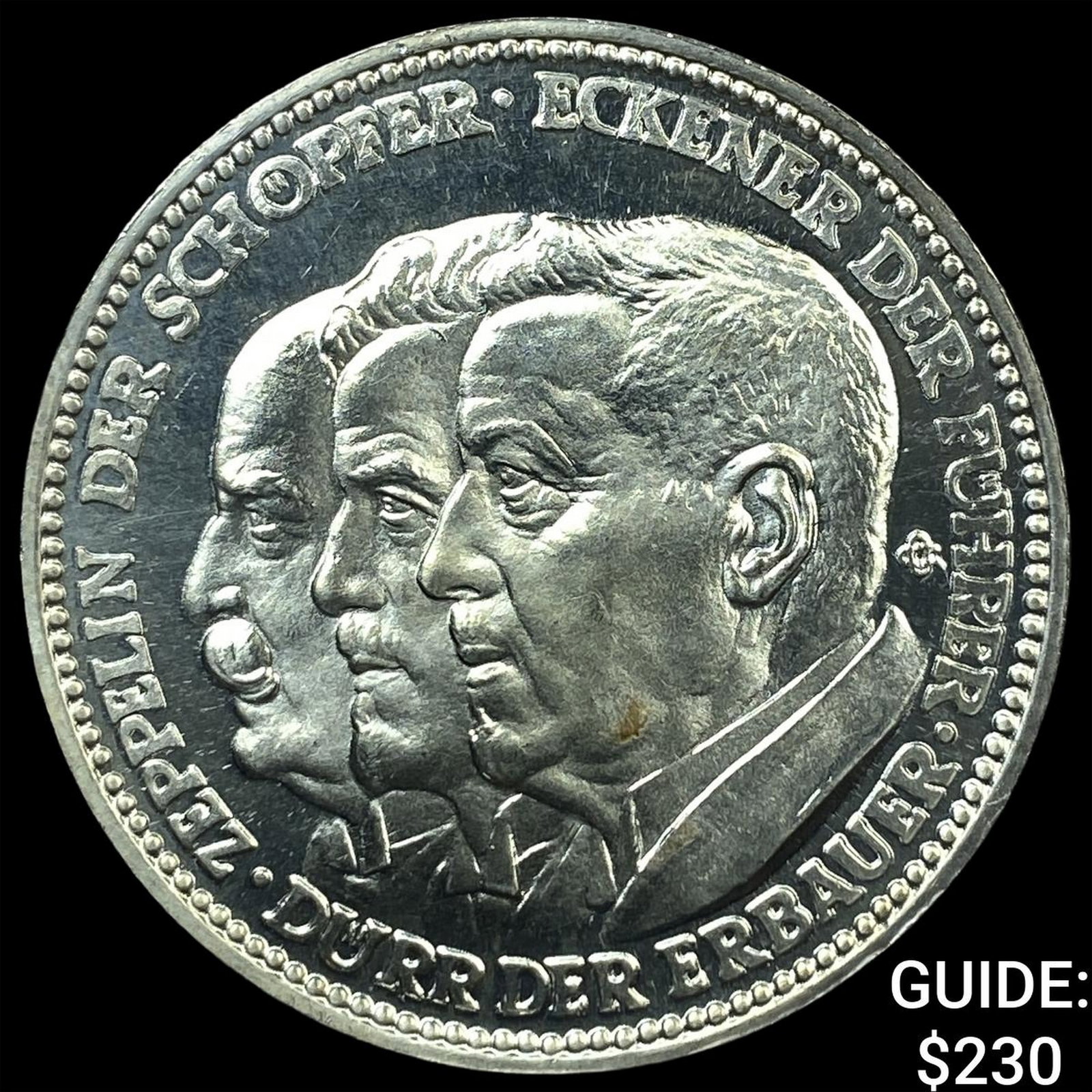1929 Germany Wiemar Rep Graf Zeppelin Silver Medal: 1929 Germany Wiemar Rep Graf Zeppelin Silver Medal