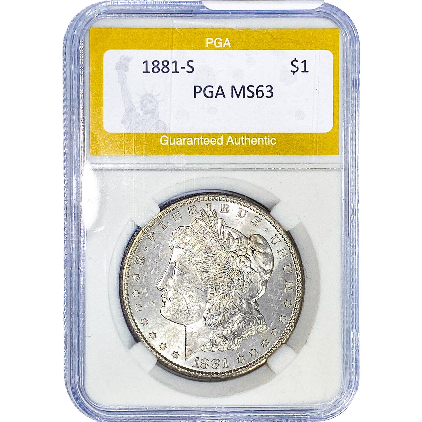 1881-S Morgan Silver Dollar PGA MS63: 1881-S Morgan Silver Dollar PGA MS63