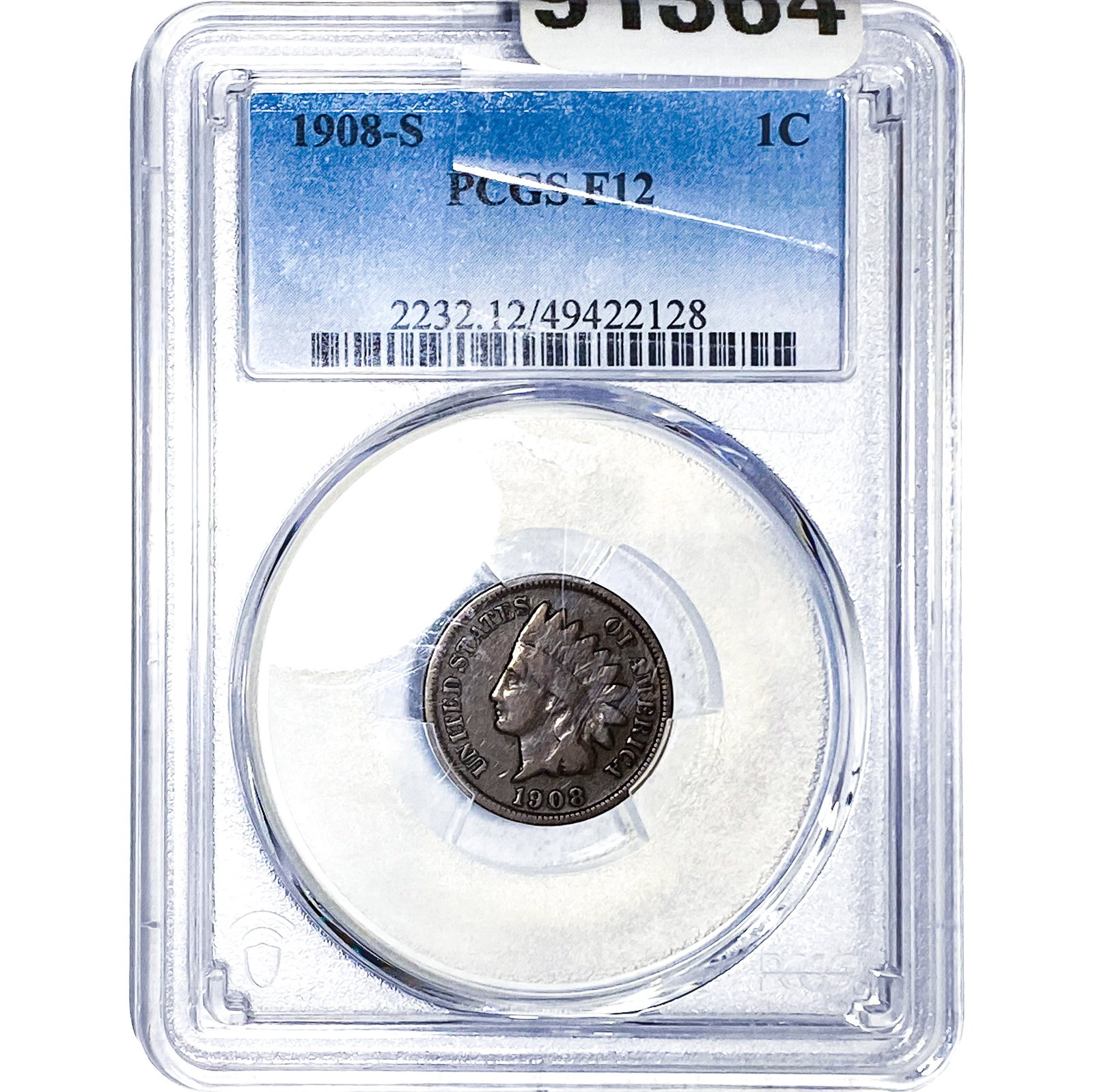 1908-S Indian Head Cent PCGS FR12: 1908-S Indian Head Cent PCGS FR12