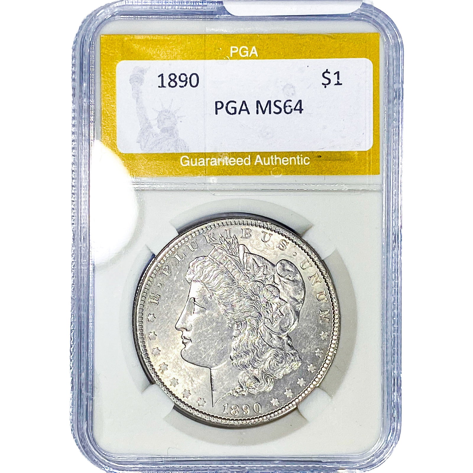 1890 Morgan Silver Dollar PGA MS64: 1890 Morgan Silver Dollar PGA MS64