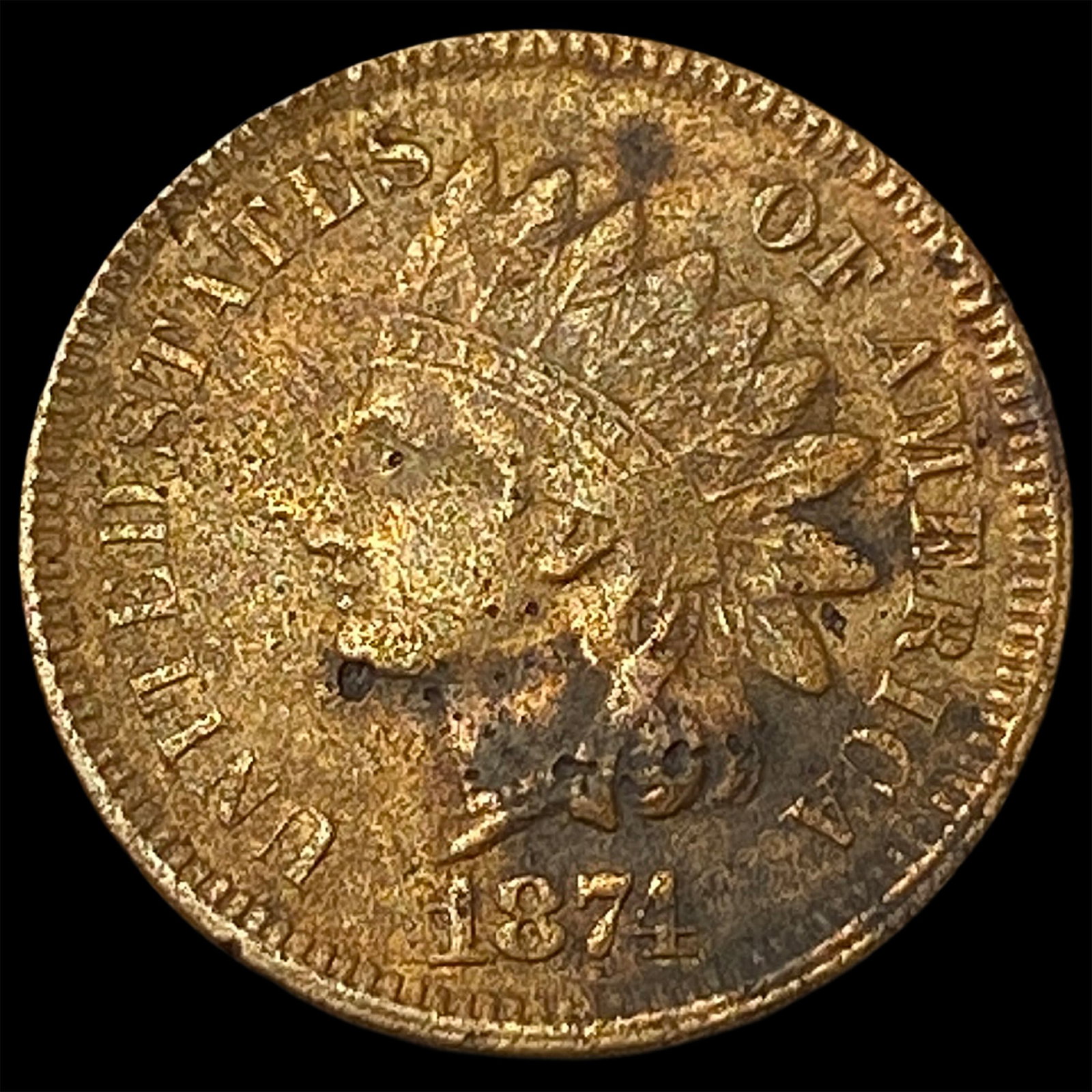 1874 Indian Head Cent NEARLY UNCIRCULATED: 1874 Indian Head Cent NEARLY UNCIRCULATED
