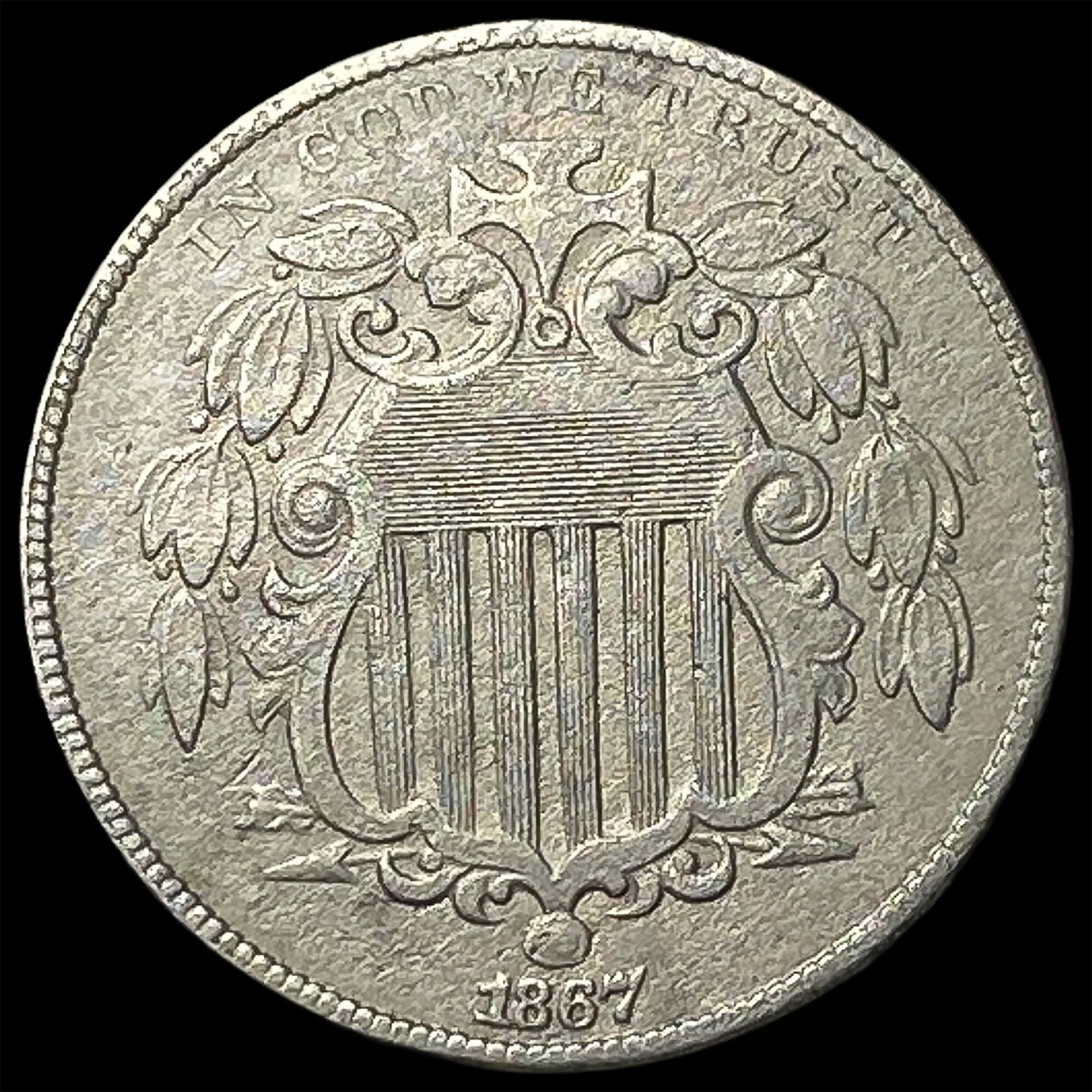 1867 Shield Nickel CLOSELY UNCIRCULATED (1 of 2)