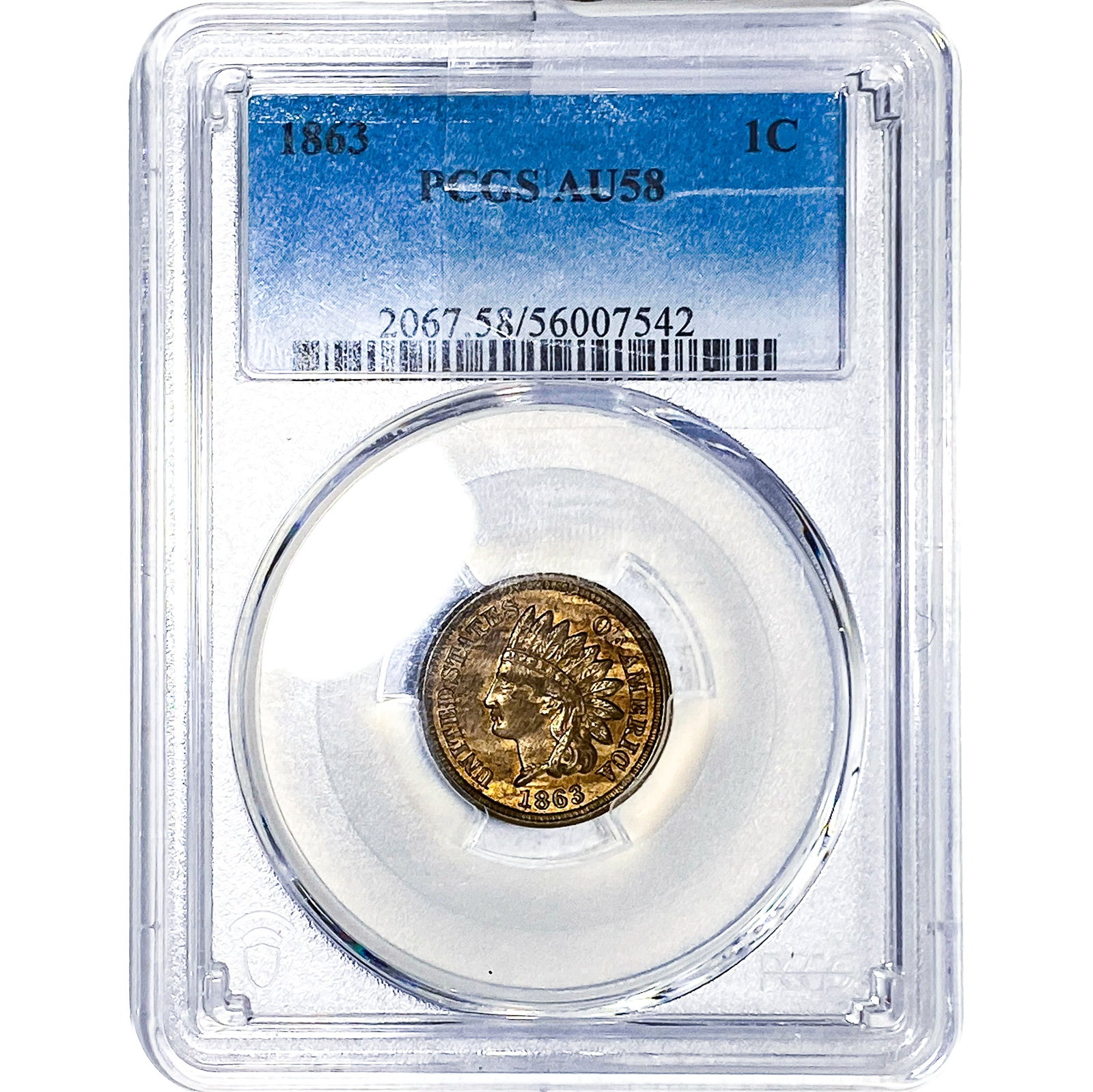 1863 Indian Head Cent PCGS AU58: 1863 Indian Head Cent PCGS AU58